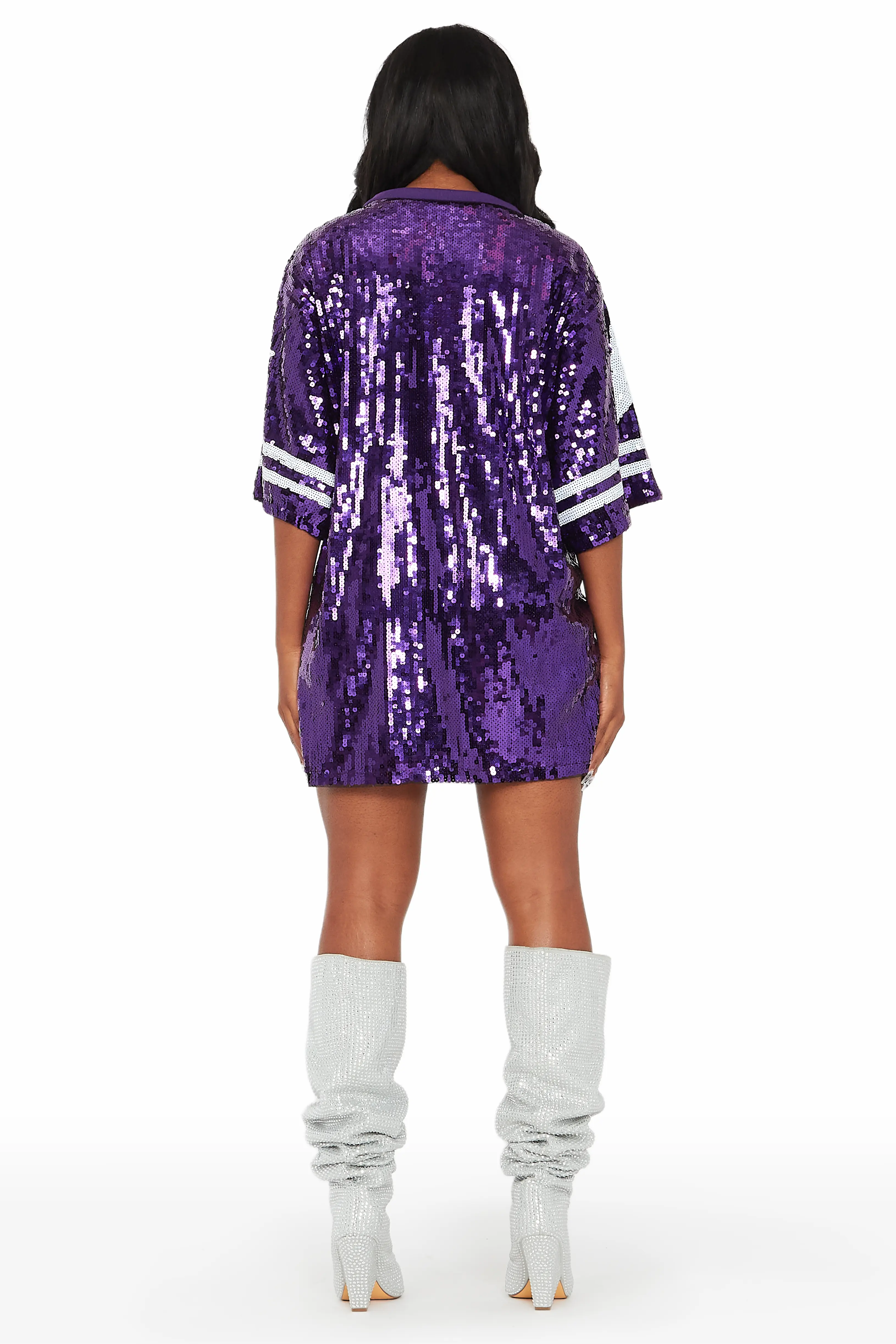 Gameday Purple Sequin Mini Dress - Image 5