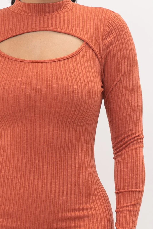 Staci Rust Knit Mini Dress - Image 5