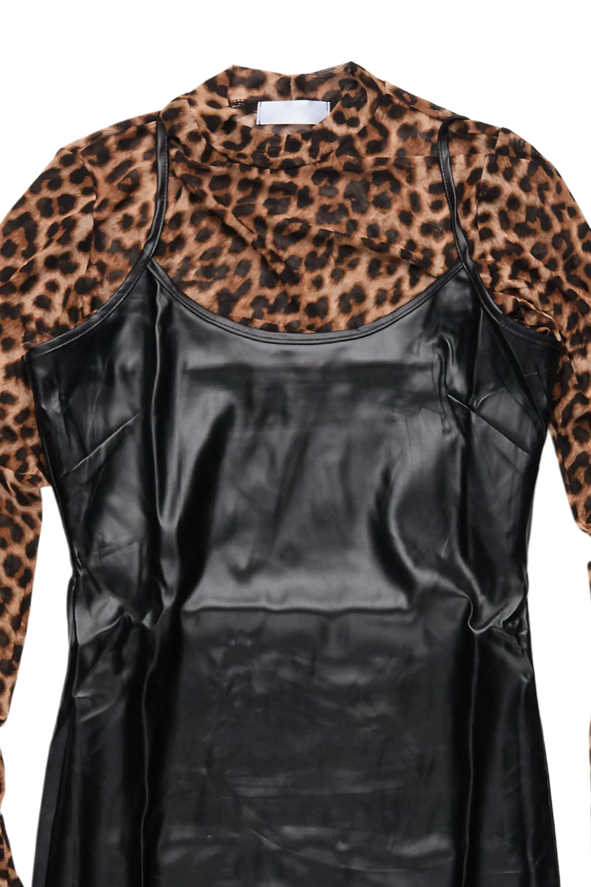 Chanti Black/Cheetah Long Sleeve Mini Dress - Image 2