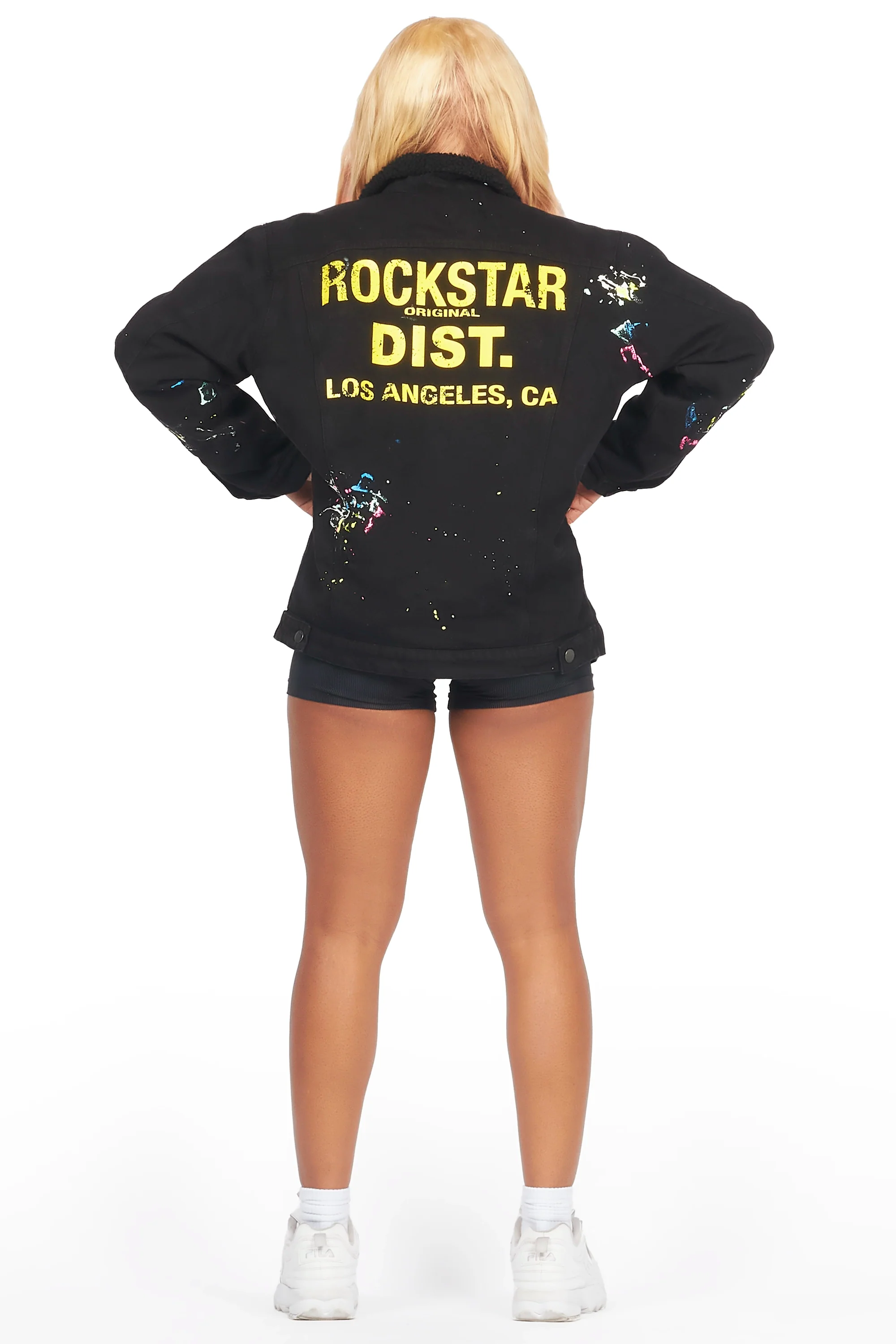 Cozmo Black Painted Denim Jacket - Image 10