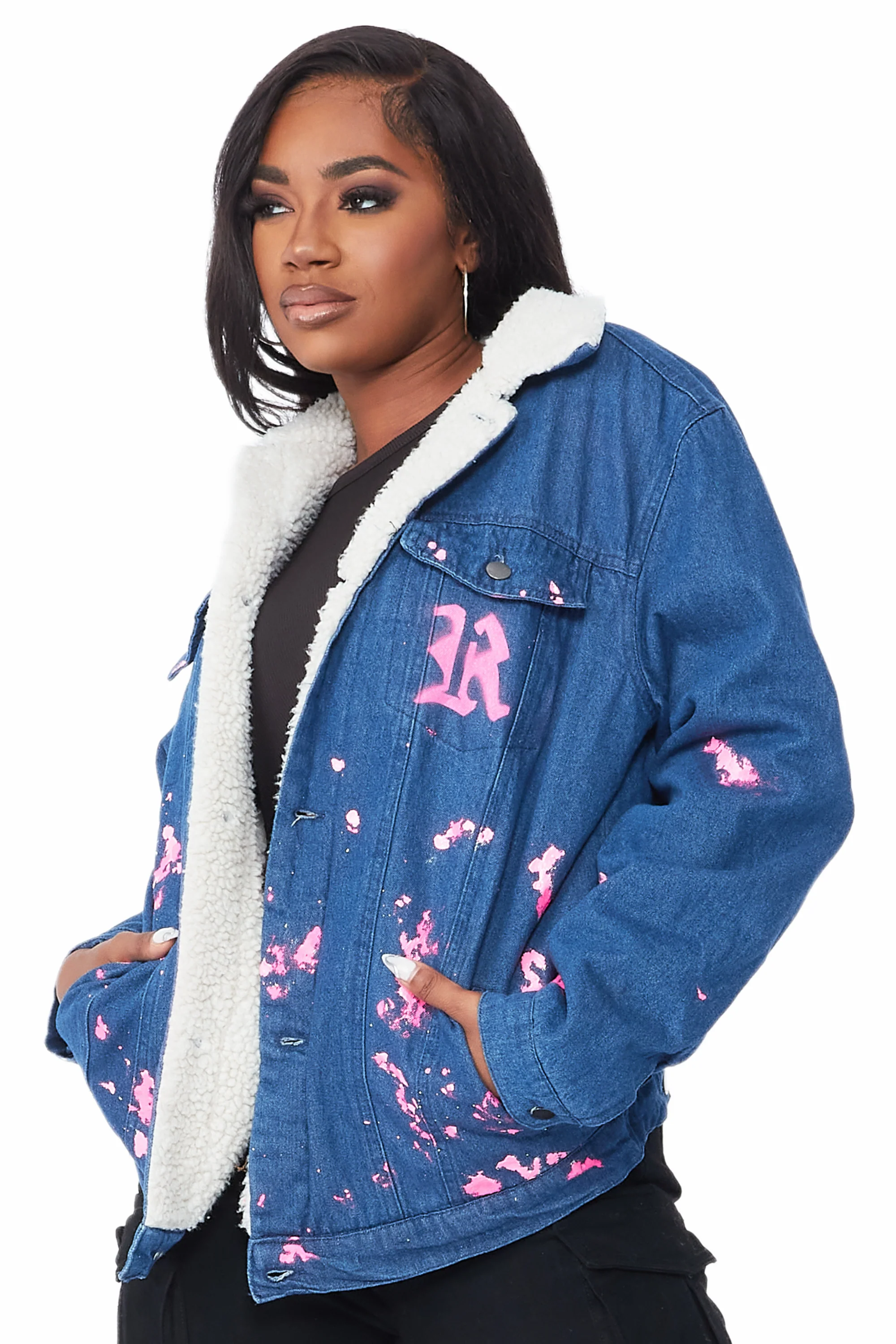 Cozmo Medium Wash Painted Denim Jacket - Image 3