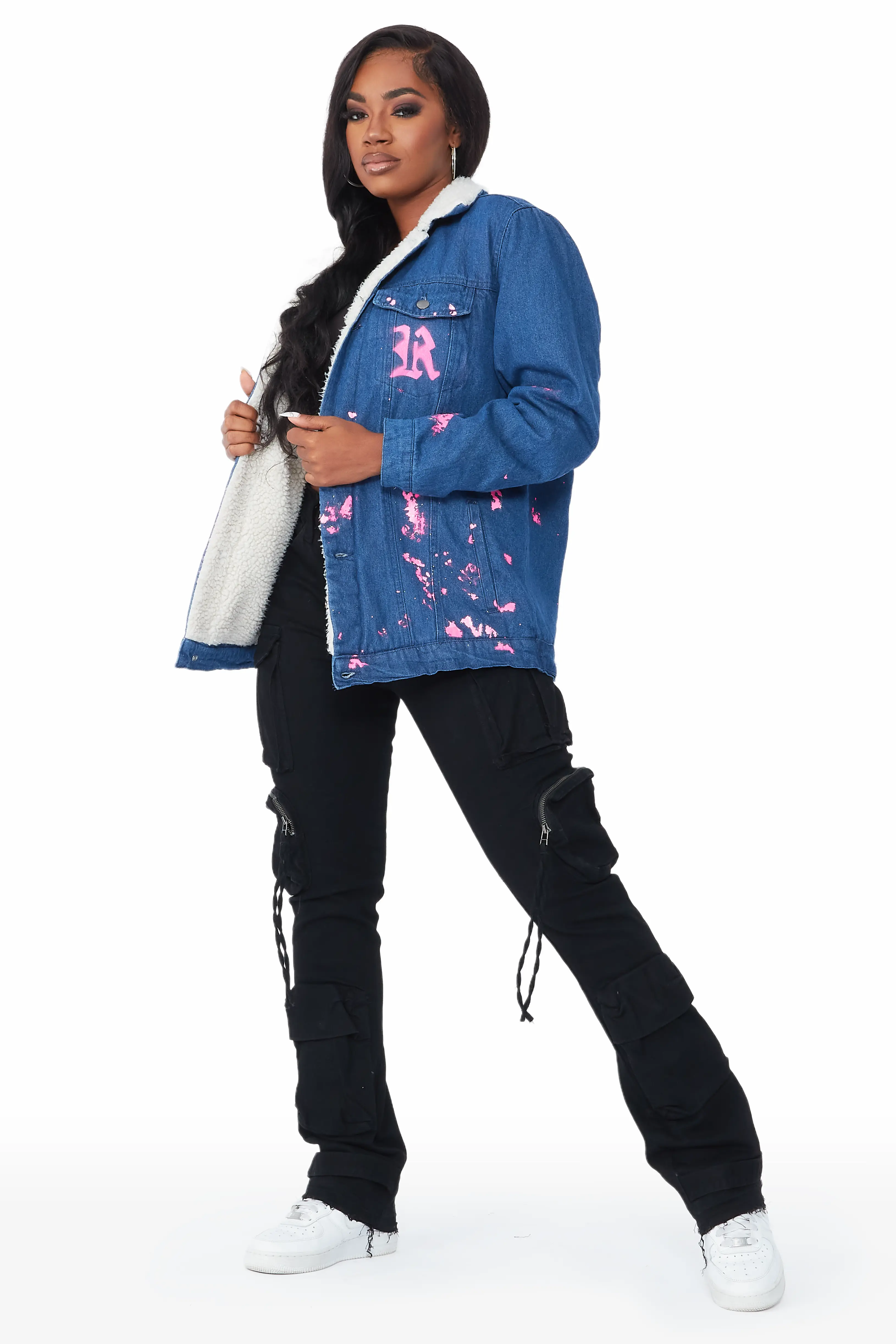 Cozmo Medium Wash Painted Denim Jacket - Image 4