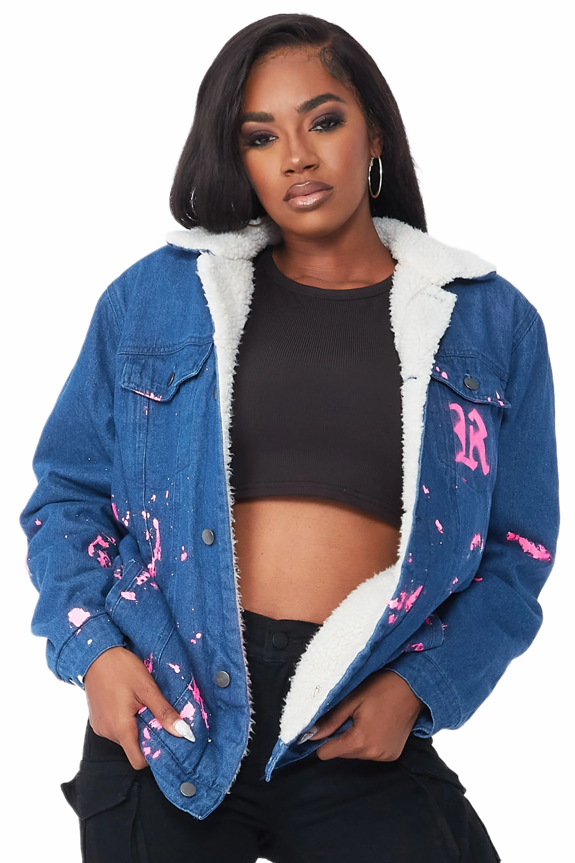 Cozmo Medium Wash Painted Denim Jacket - Image 5