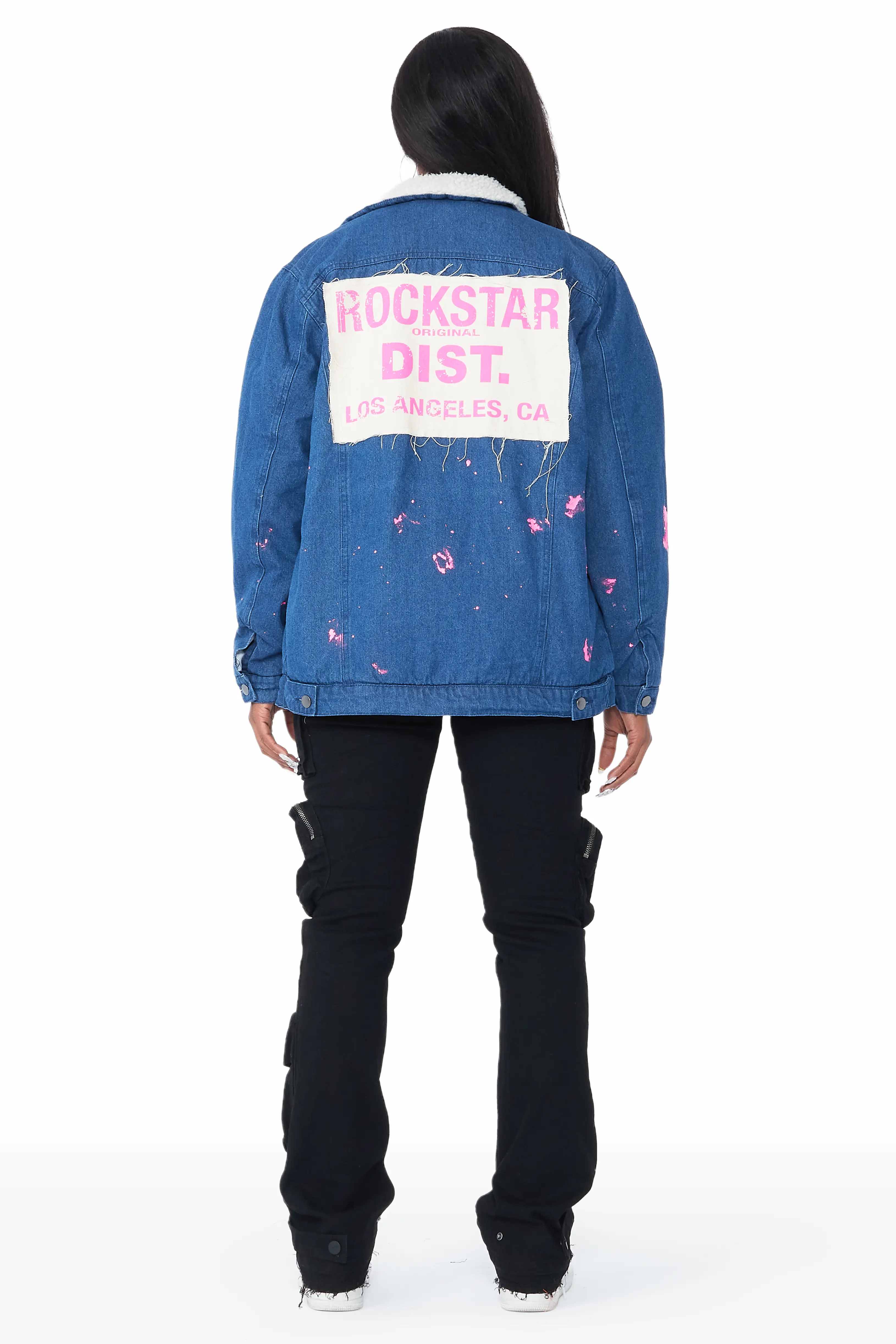 Cozmo Medium Wash Painted Denim Jacket - Image 9