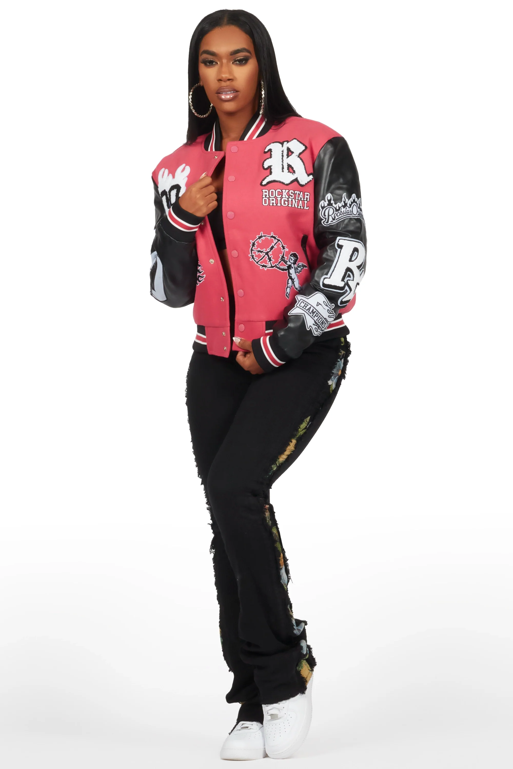 Sharray Fuchsia Oversized Varsity Jacket - Image 4