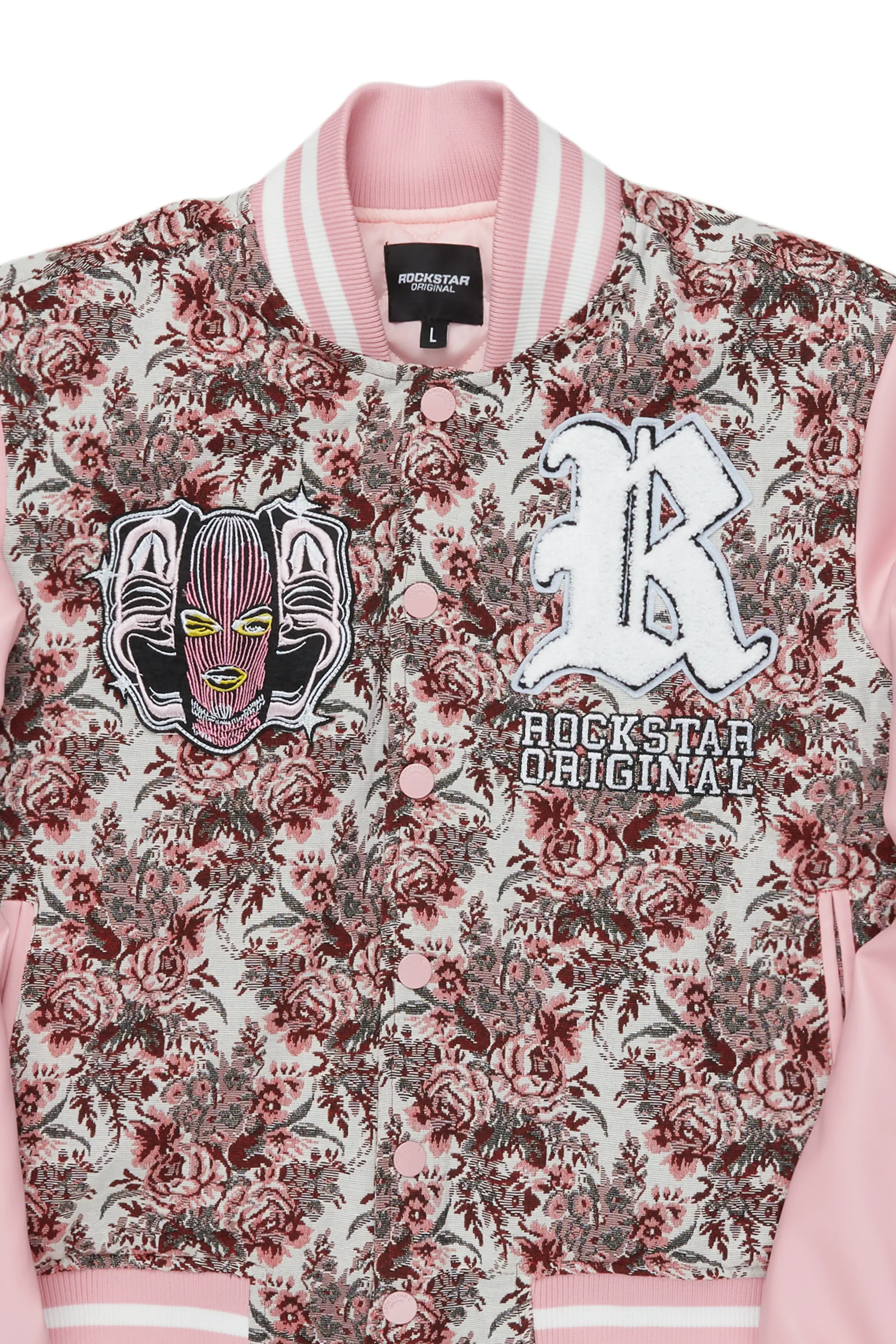 Lakiela Pink Oversized Tapestry Varsity Jacket - Image 8