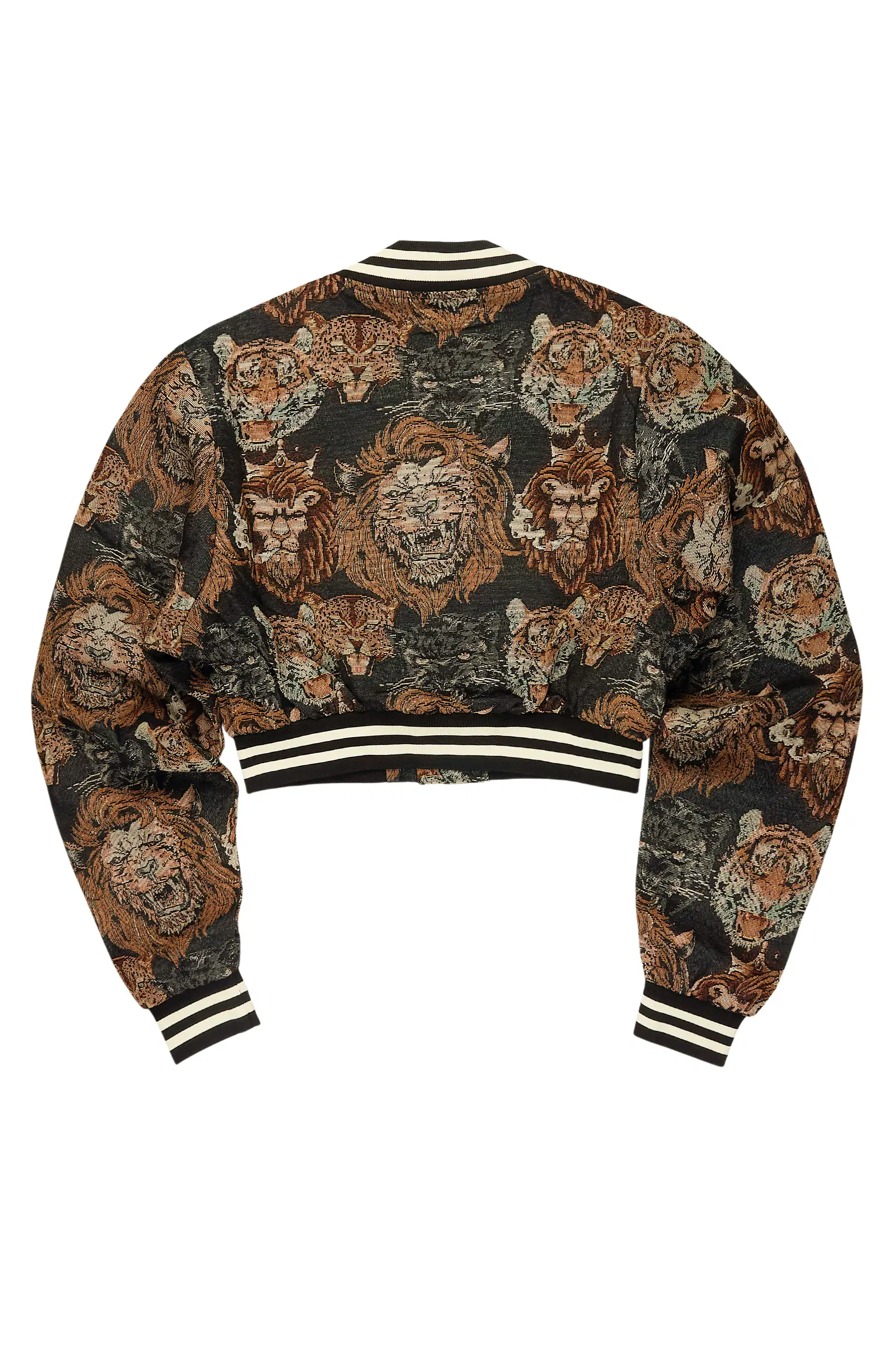 Khadiyah Black Crop Tapestry Varsity Jacket - Image 19