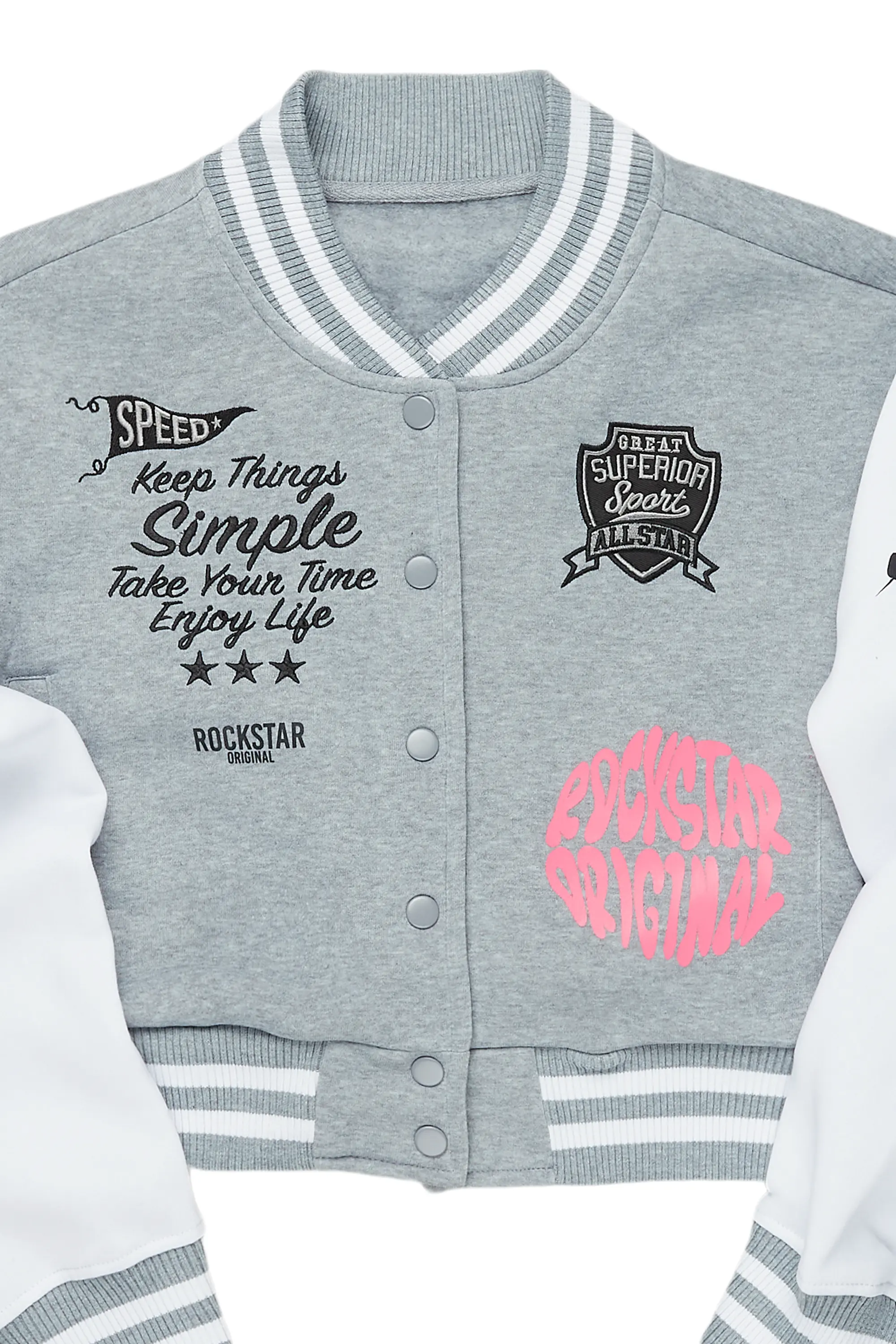 Talyka Heather Grey Varsity Jacket - Image 2