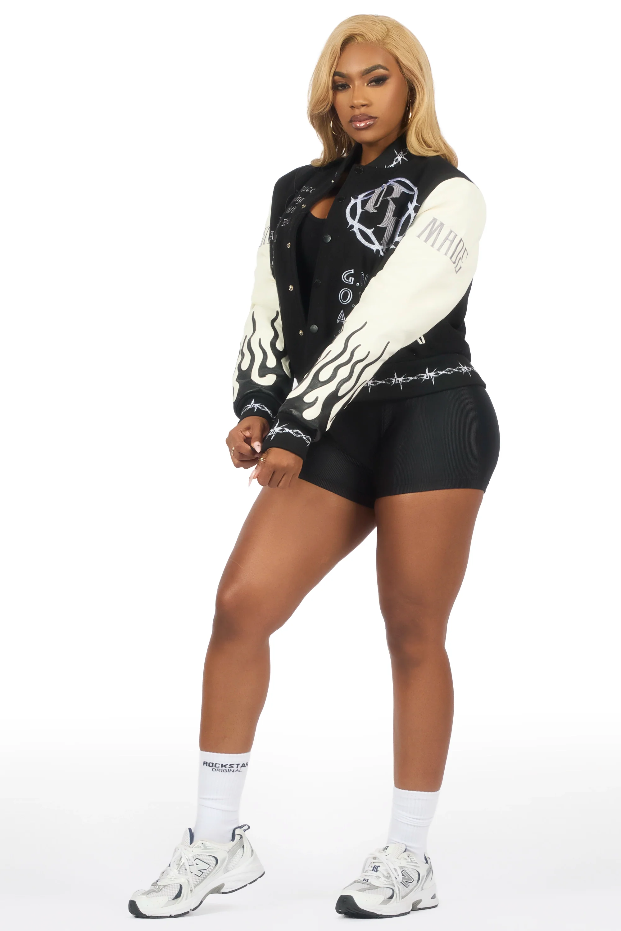 Yalanda Black Oversized Varsity Jacket - Image 4