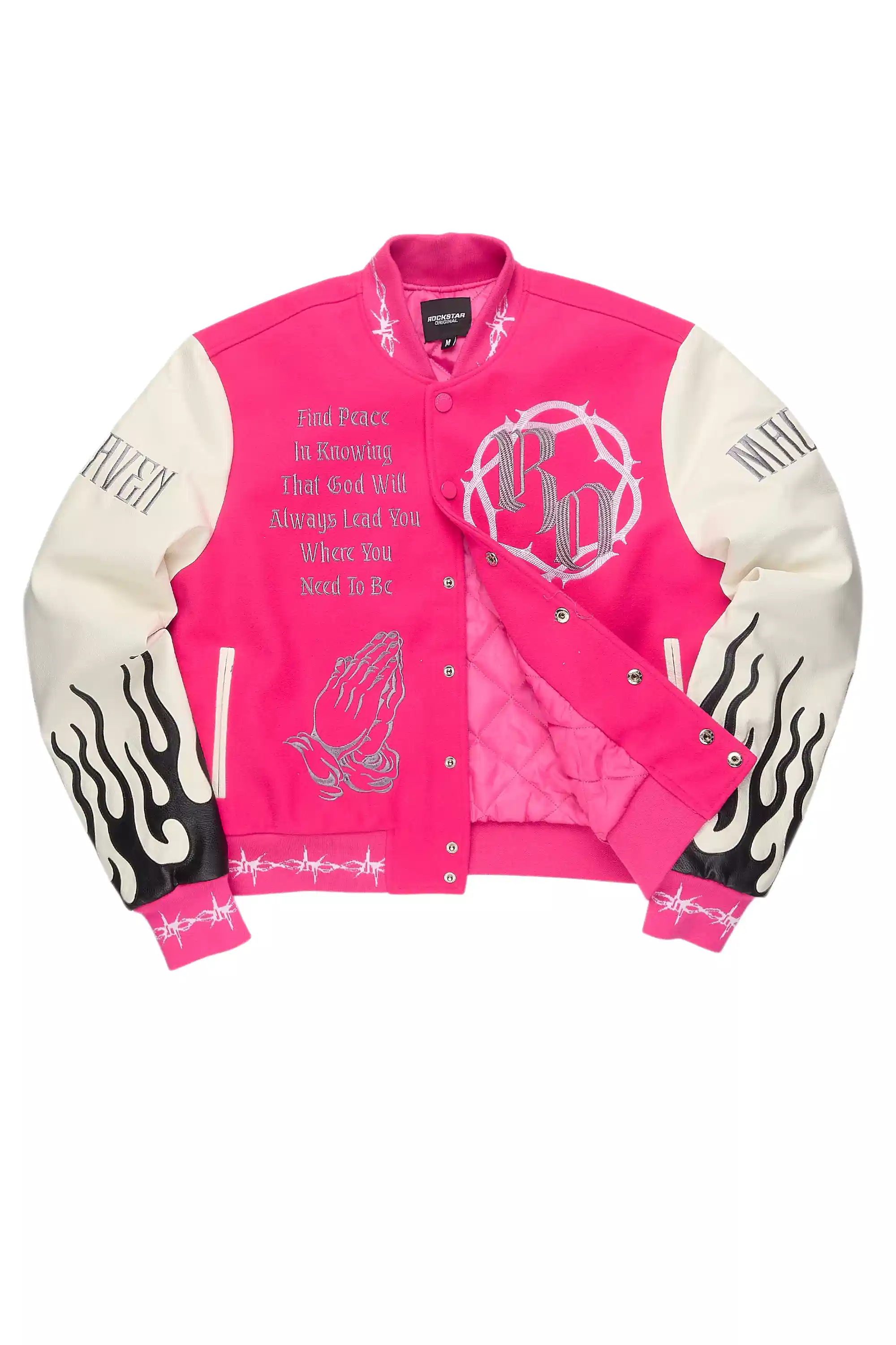 Yalanda Hot Pink Oversized Varsity Jacket - Image 9