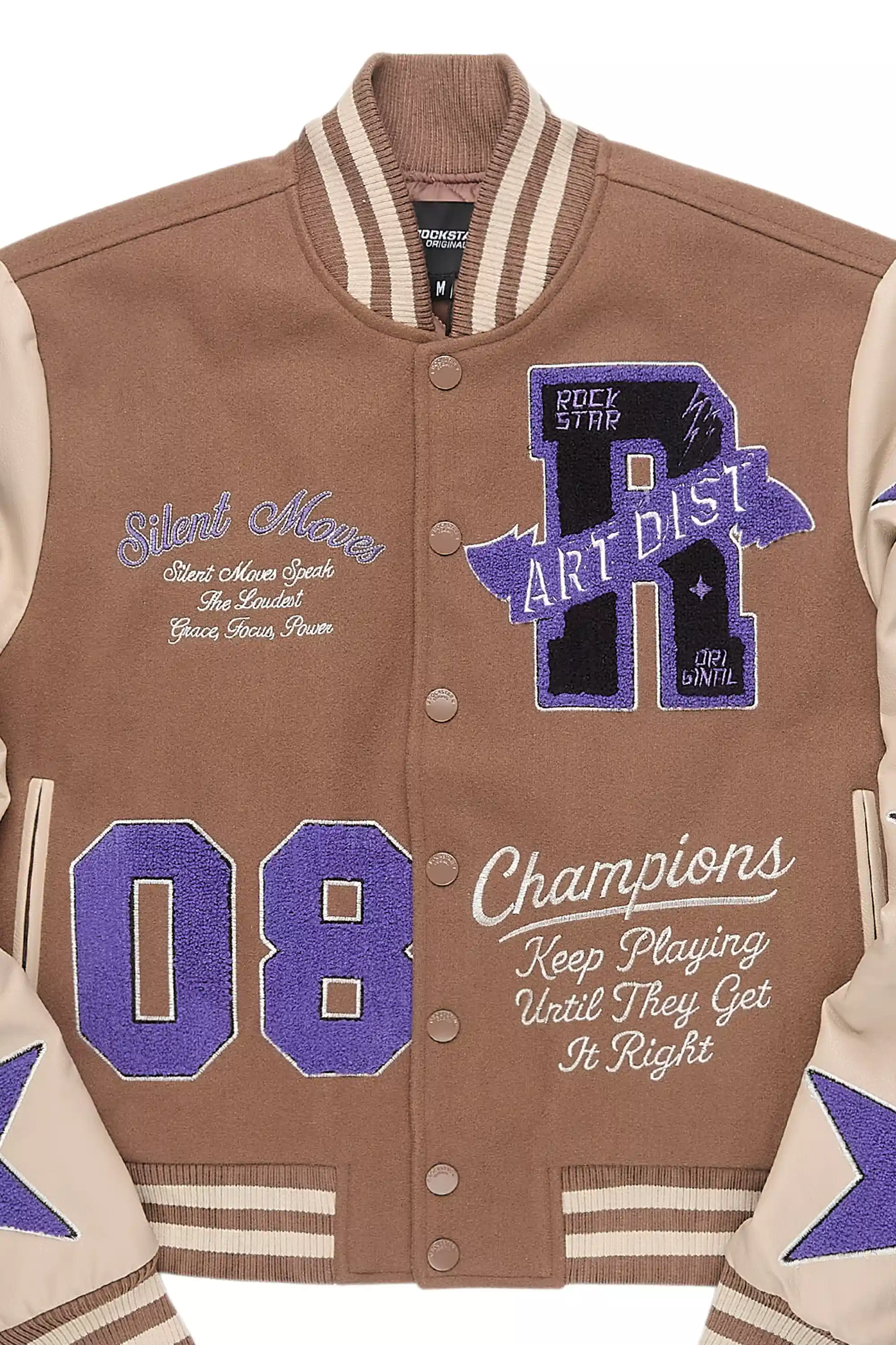 Krystle Mocha Oversized Varsity Jacket - Image 5