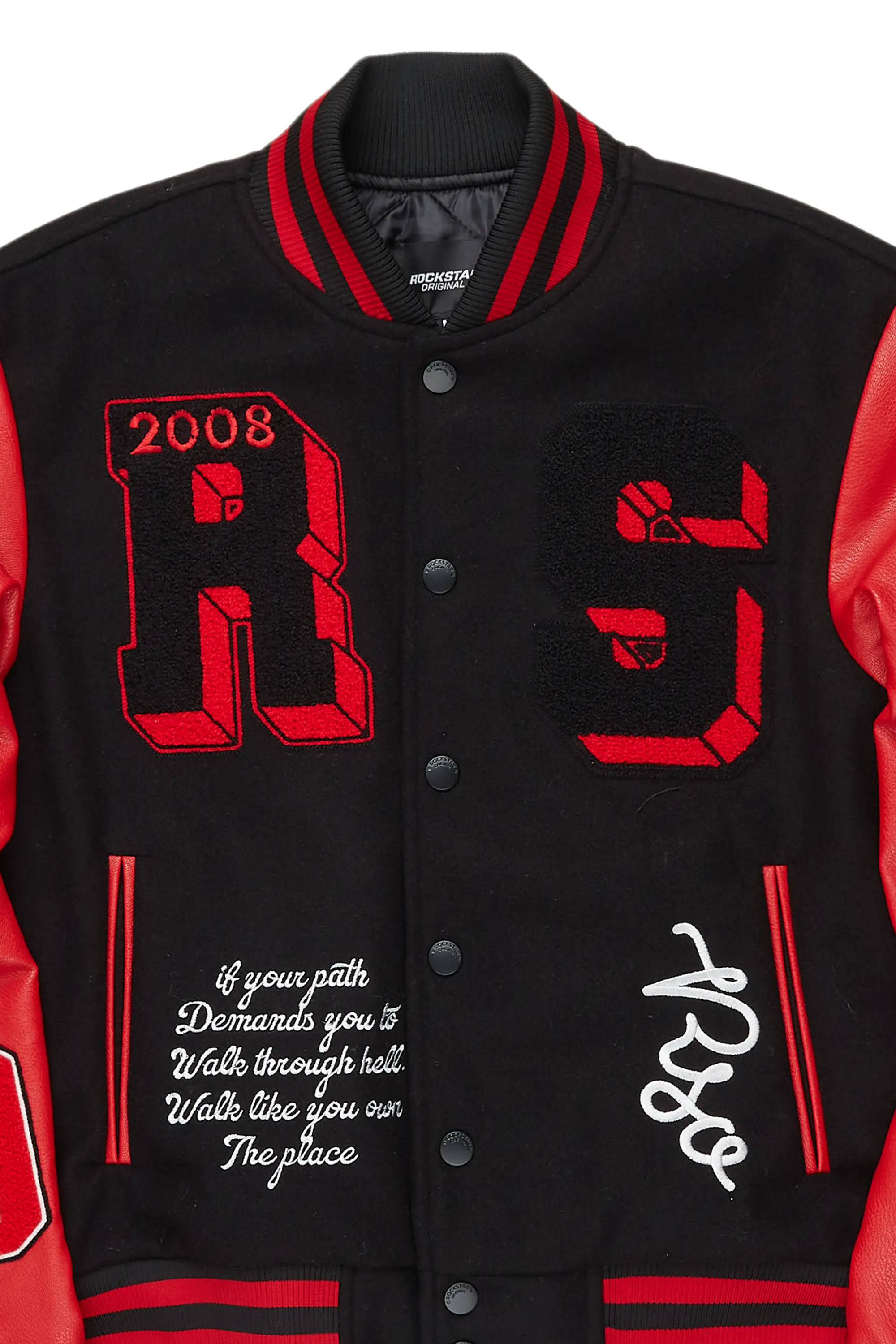 Leslee Black/Red Oversized Varsity Jacket - Image 3