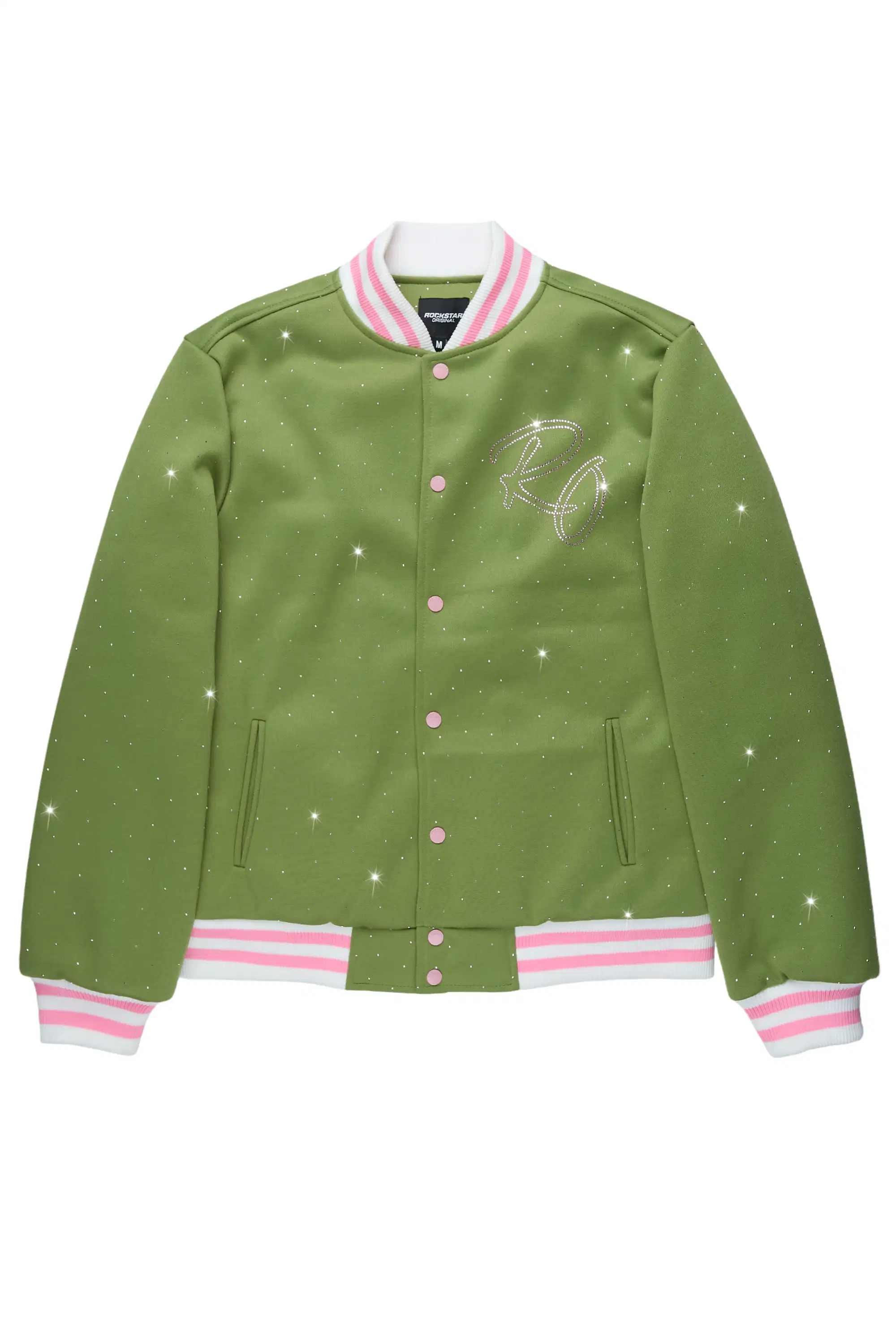 Alonza Green/Pink Rhinestone Varsity Jacket - Image 4