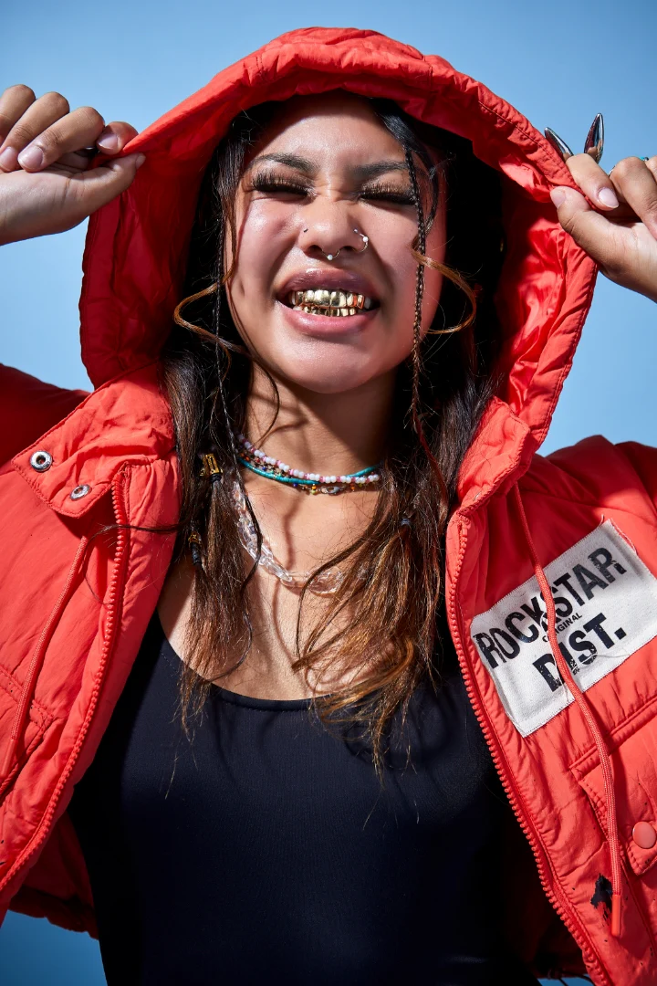 Zayla Orange Art Dist. Puffer Jacket - Image 2