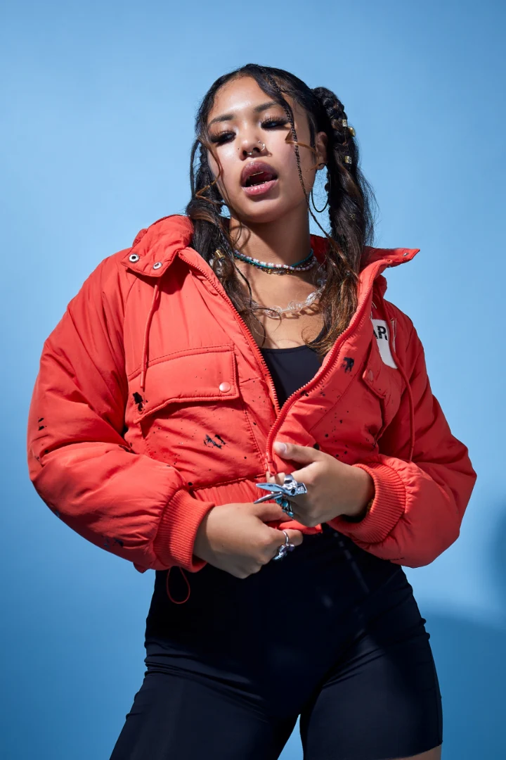 Zayla Orange Art Dist. Puffer Jacket - Image 4