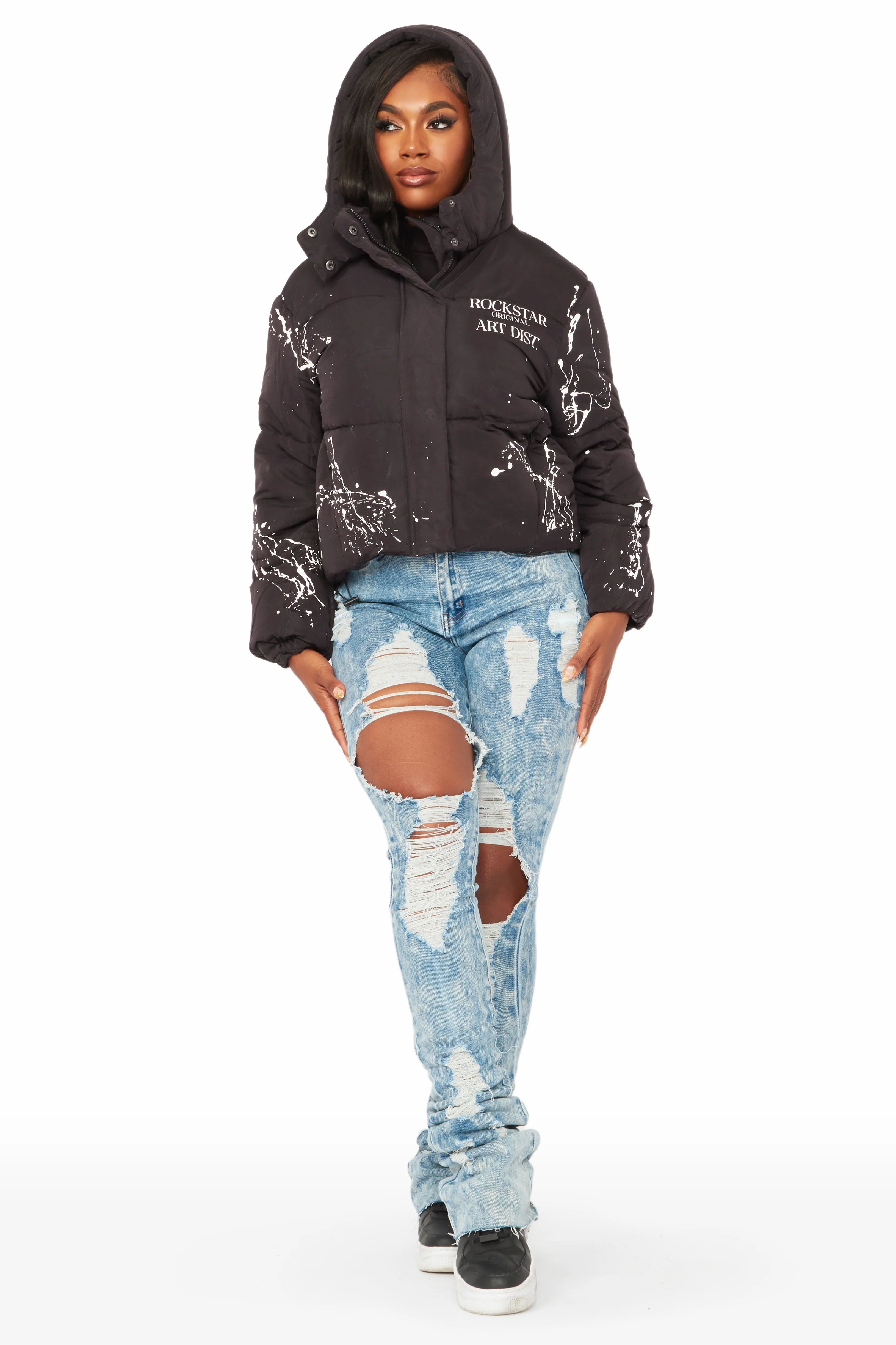 Keira Black Drippy Puffer Jacket - Image 12