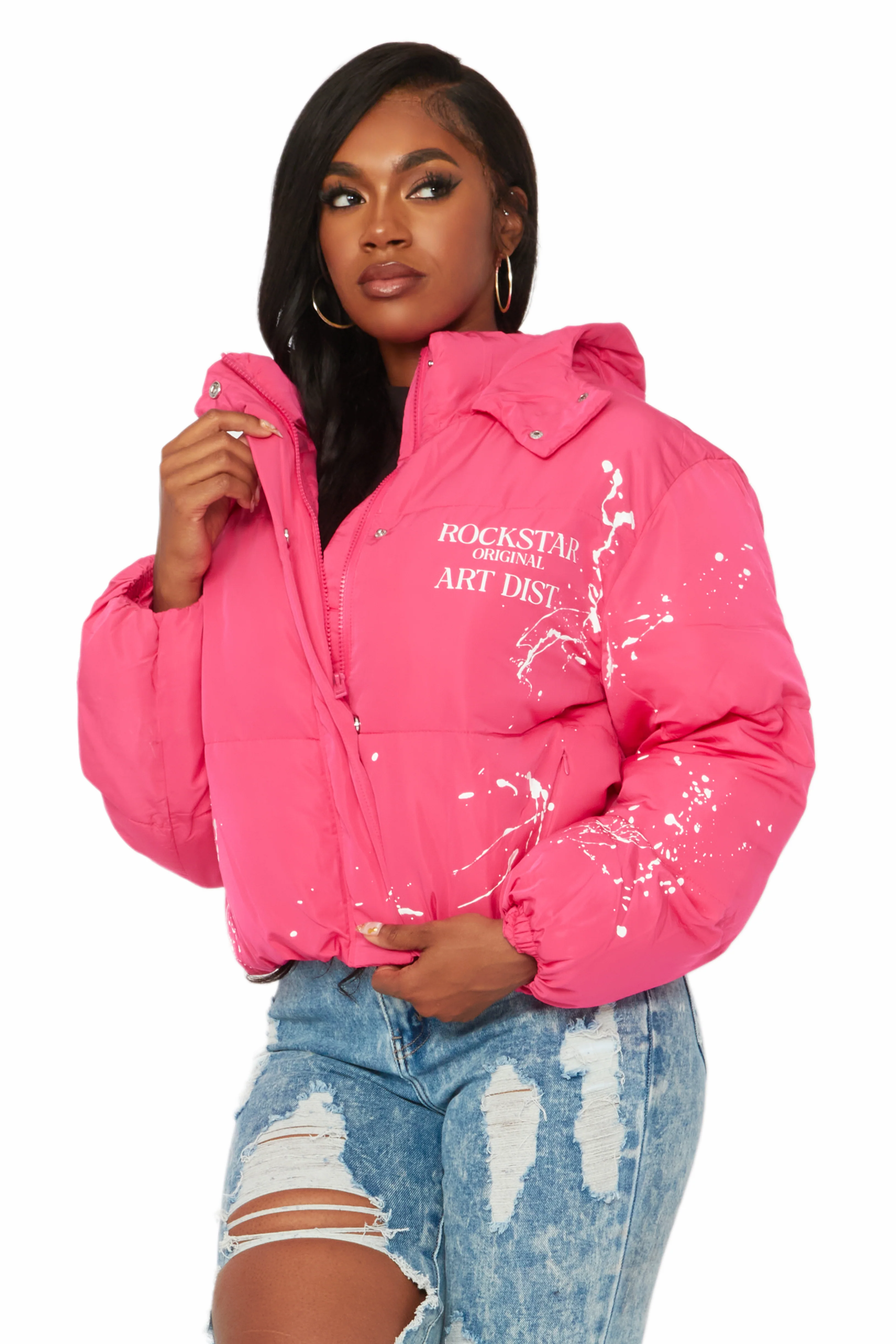 Keira Fuchsia Drippy Puffer Jacket - Image 6