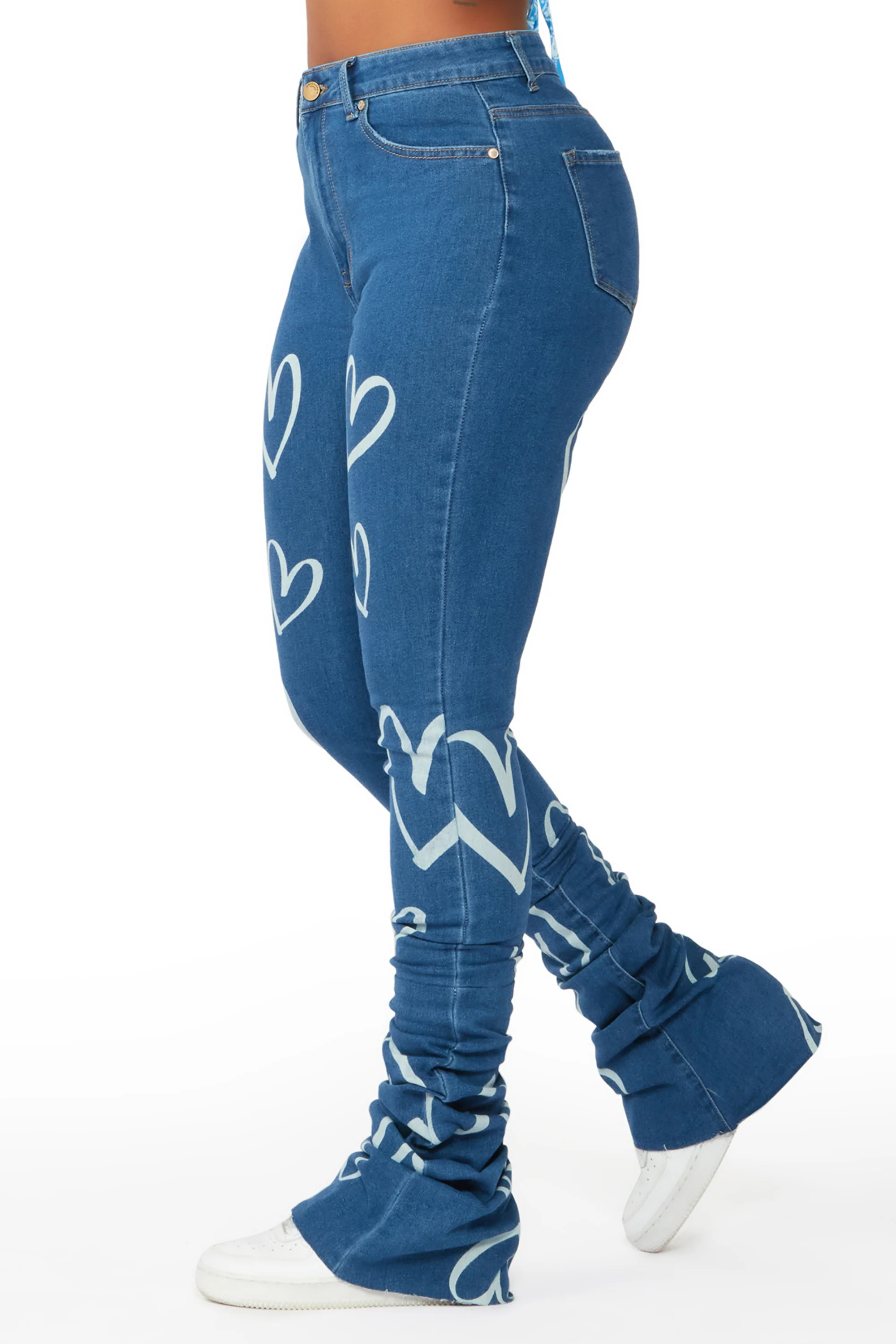 Mrs. Steal Your Heart Med. Wash Super Stacked Jean - Image 2