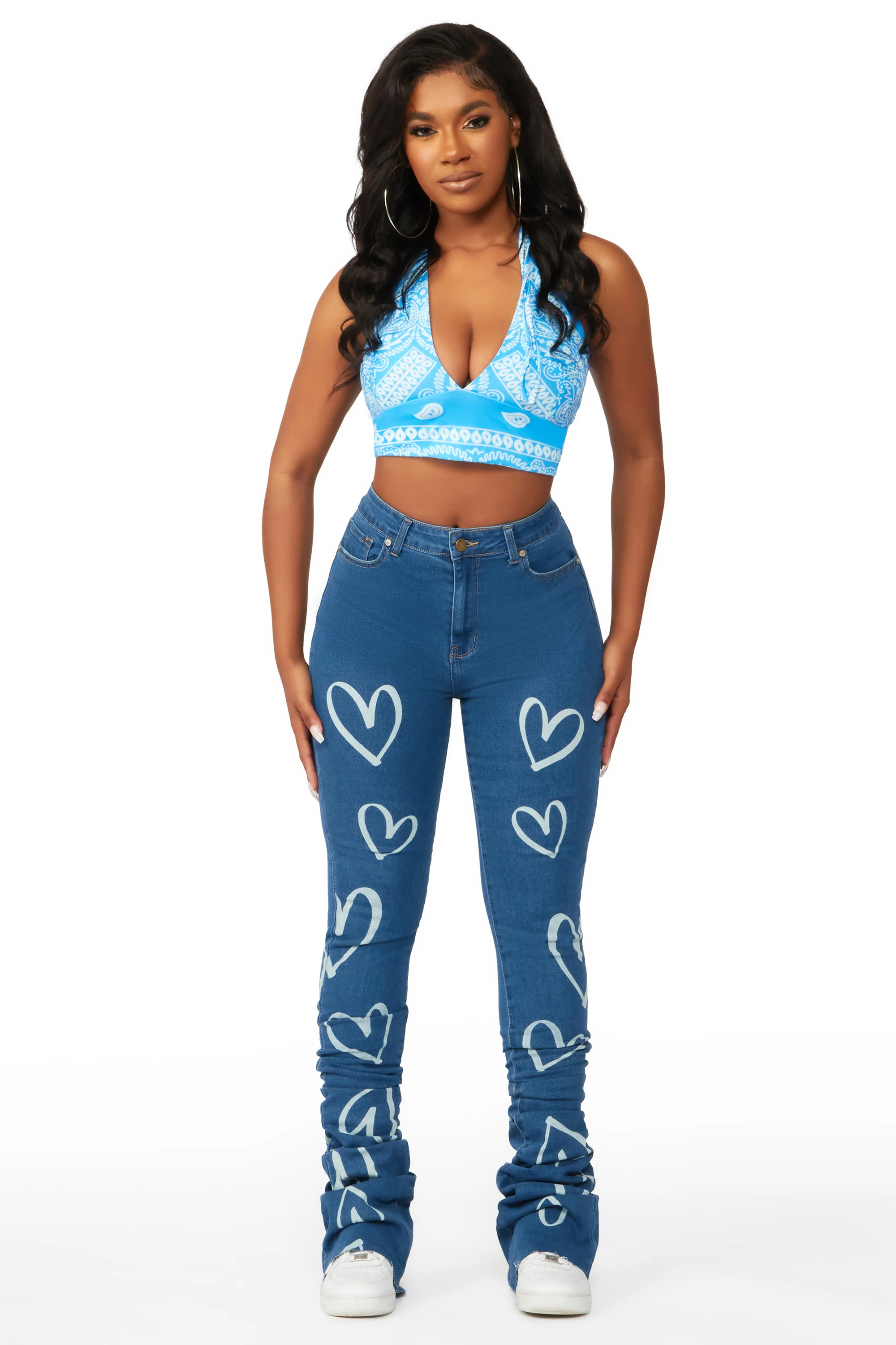 Mrs. Steal Your Heart Med. Wash Super Stacked Jean - Image 3