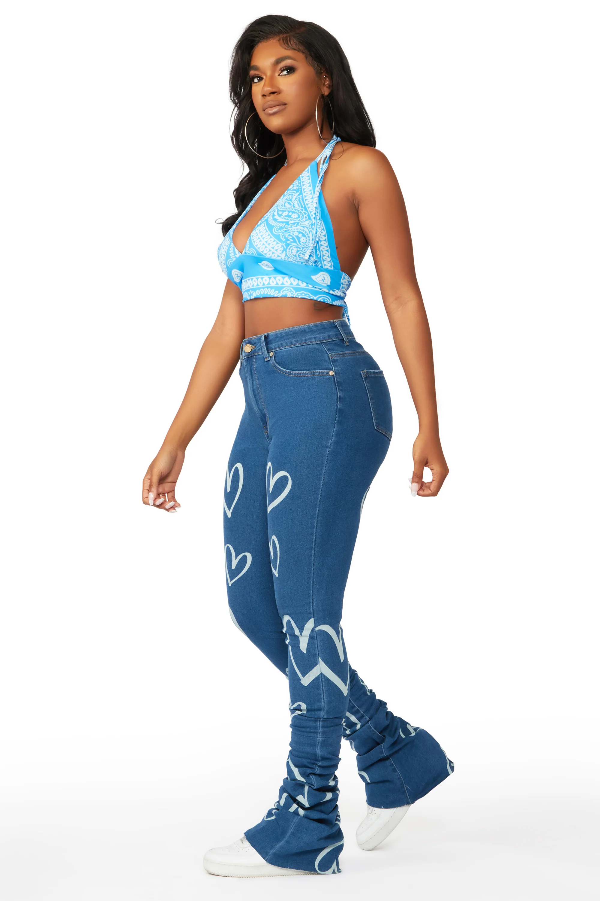 Mrs. Steal Your Heart Med. Wash Super Stacked Jean - Image 5