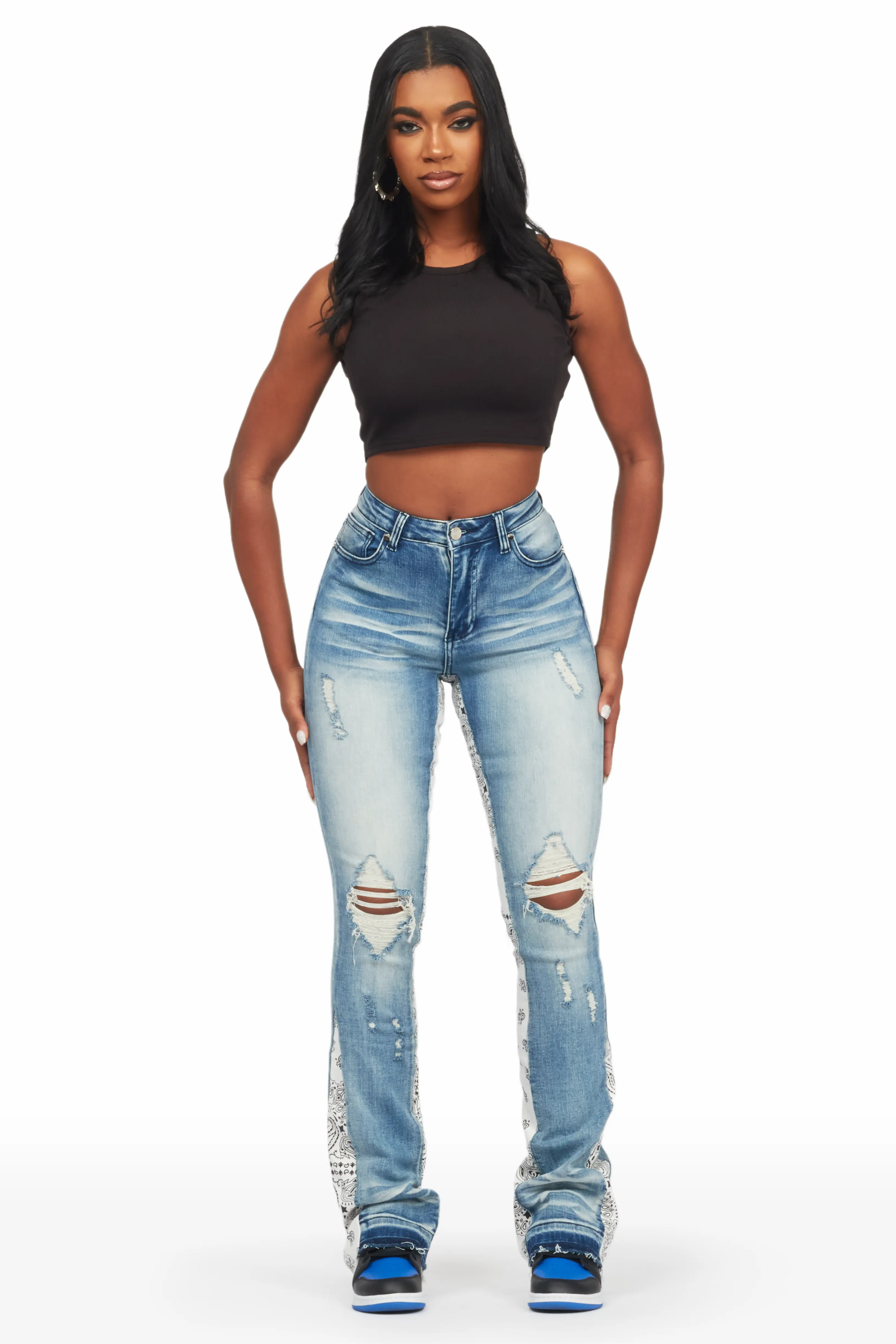 Khaleesy Light Wash Stacked Flare Jean - Image 2