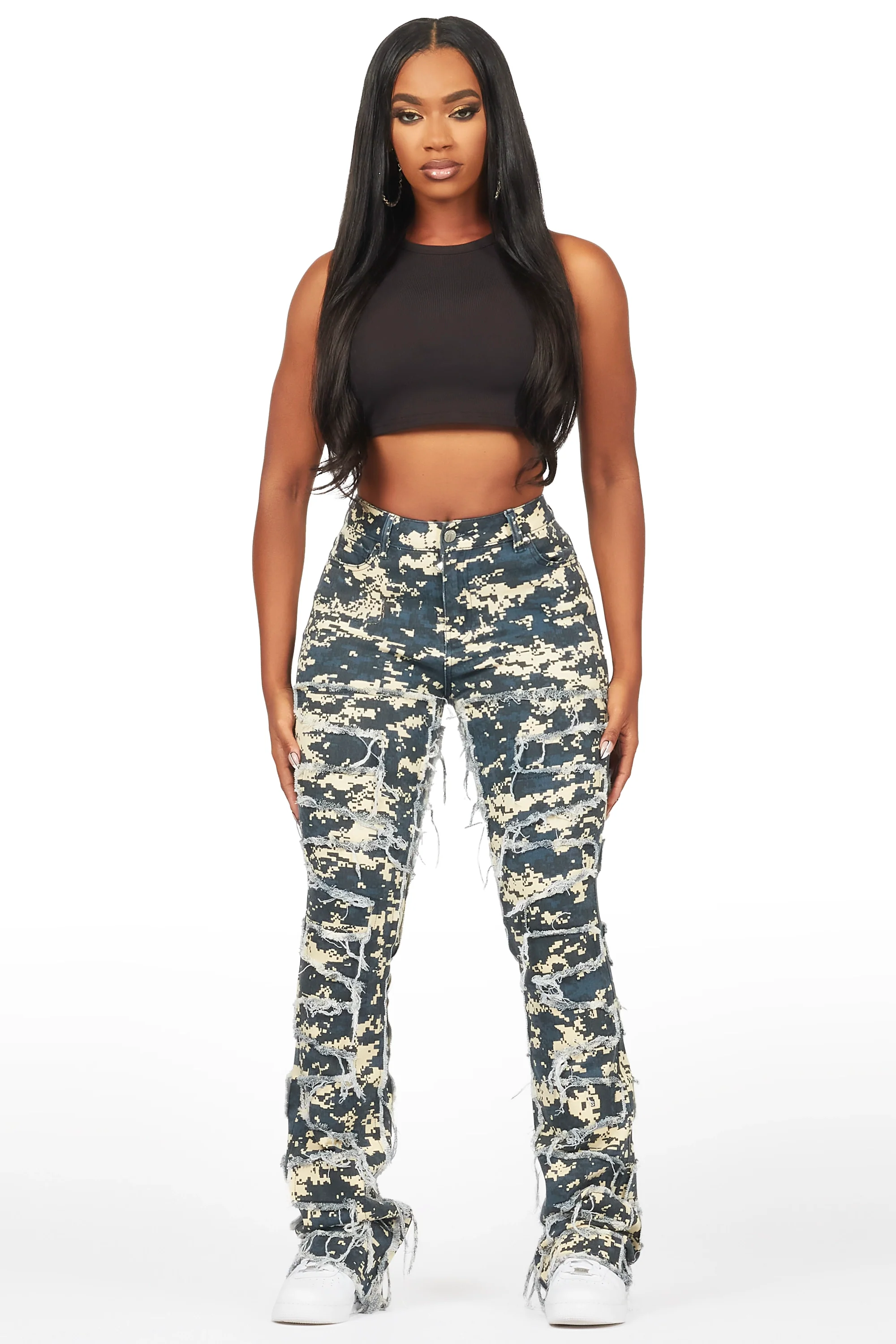 Zariyah Digital Camo Stacked Flare Jean - Image 3
