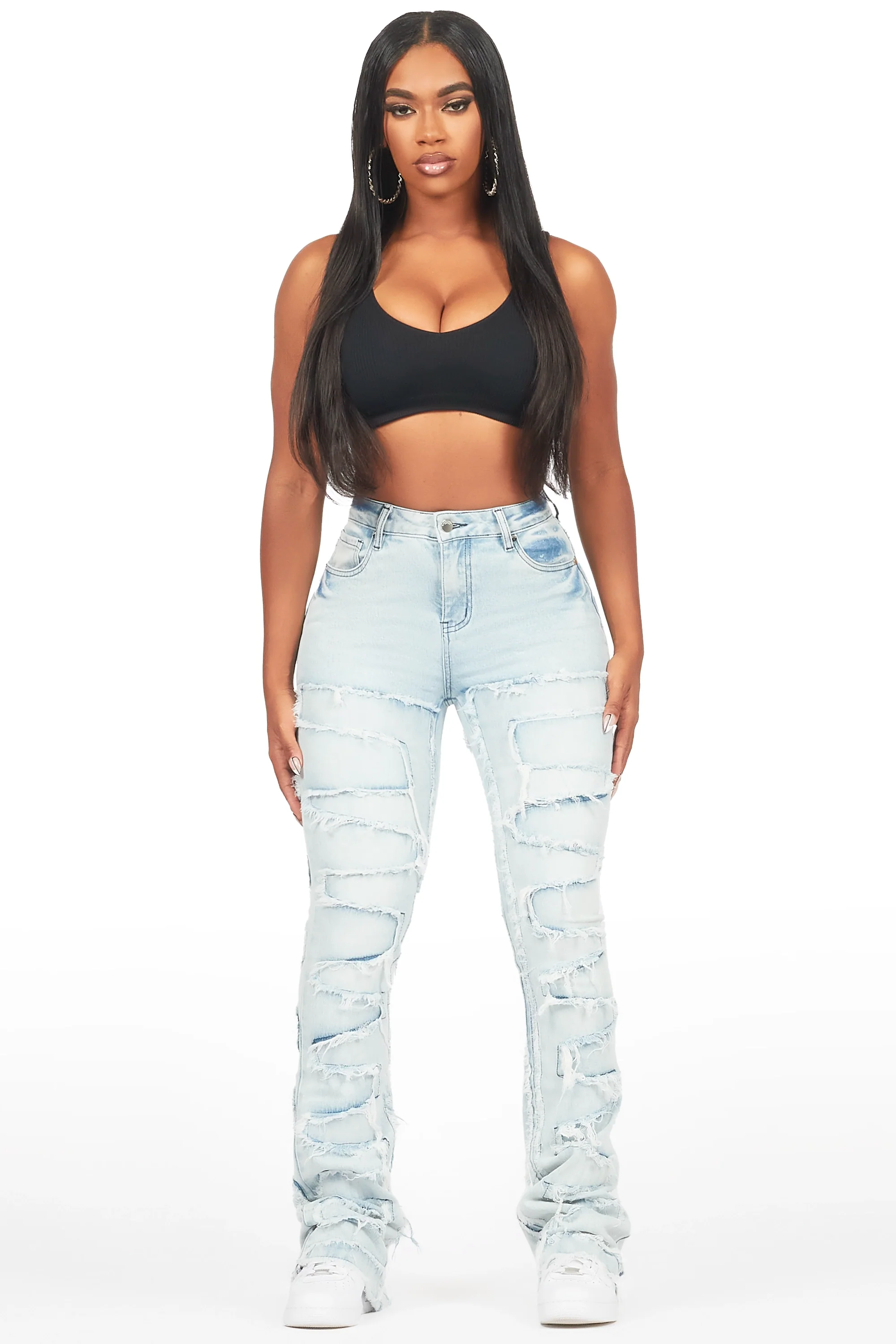 Zariyah Light Wash Stacked Flare Jean - Image 2