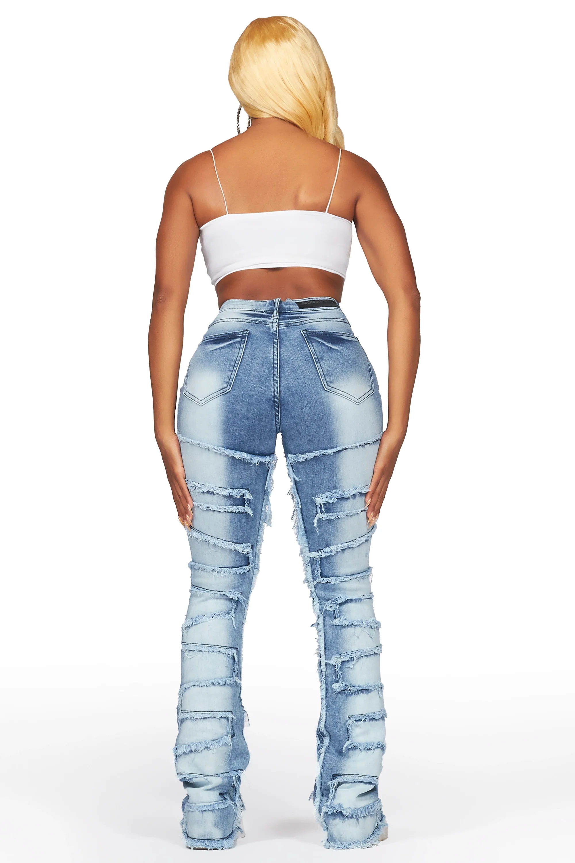 Zariyah Med. Wash Stacked Flare Jean - Image 4