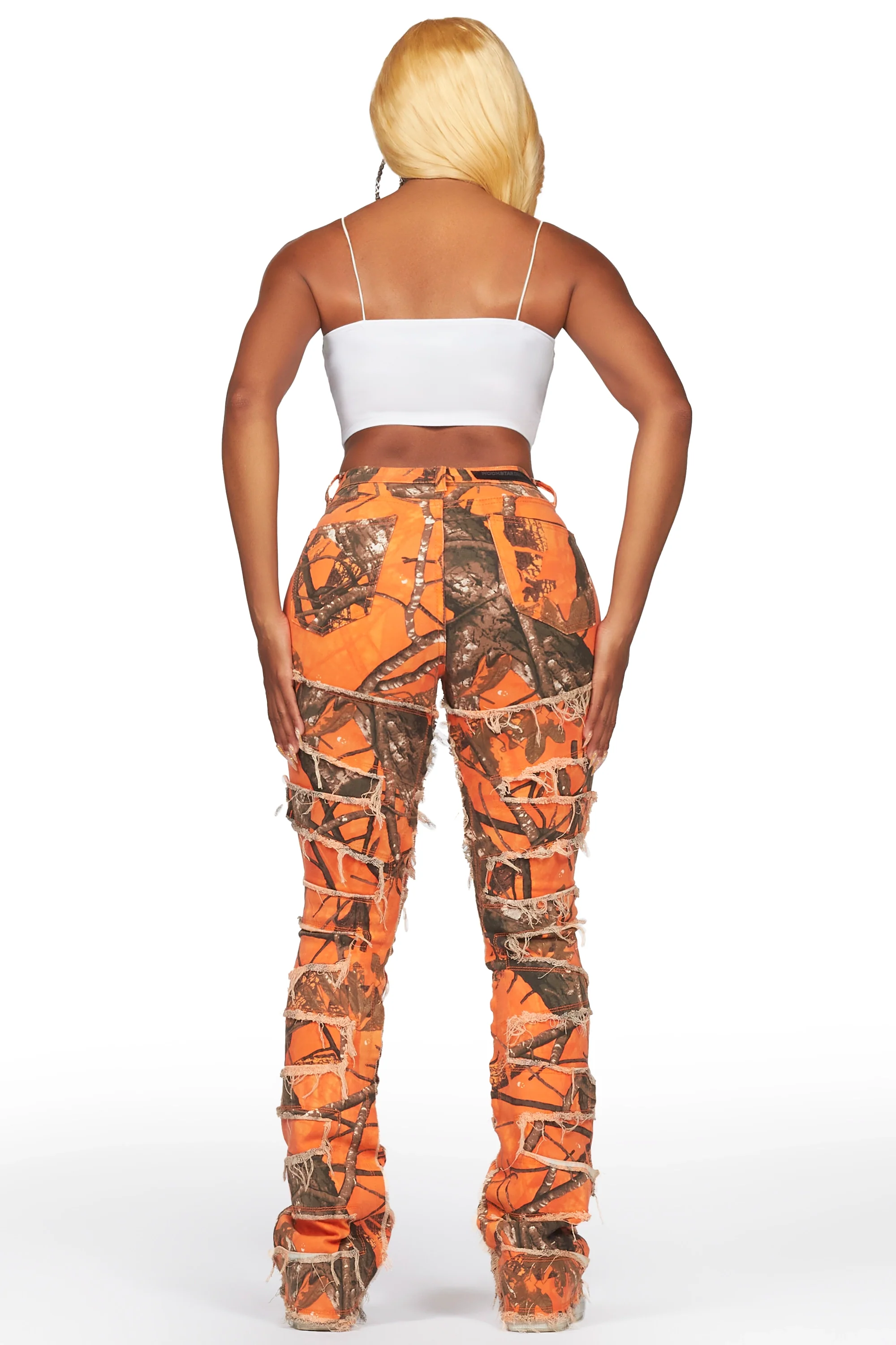 Zariyah Orange Tree Camo Stacked Flare Jean - Image 3