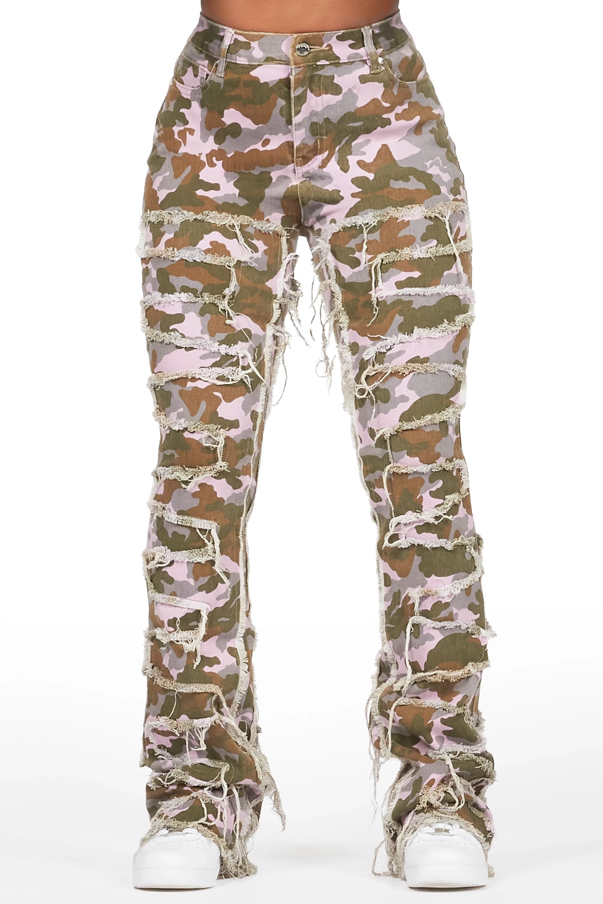 Zariyah Purple Camo Stacked Flare Jean - Image 2