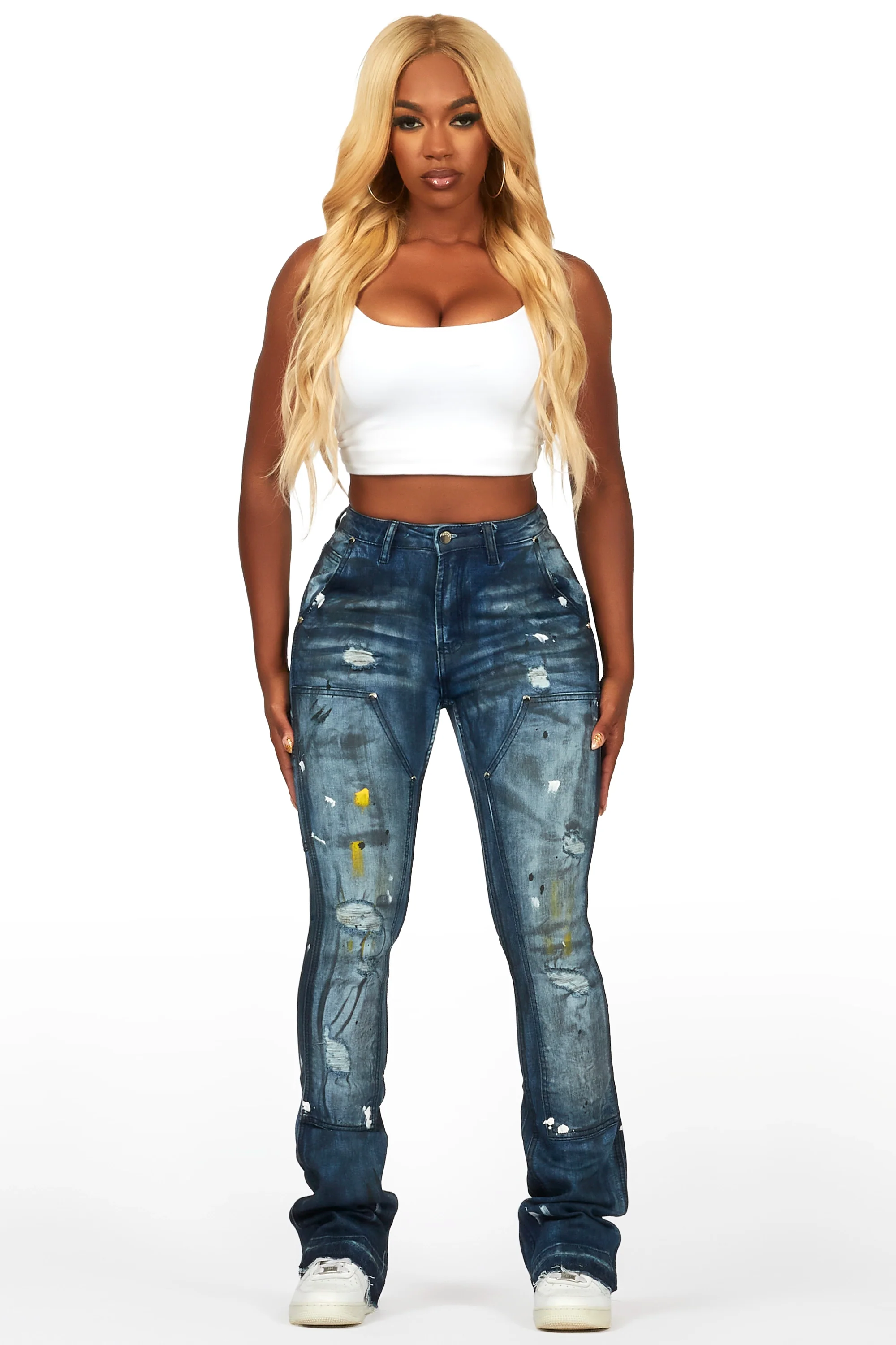 Miesha Light Wash Stacked Flare Jean - Image 2