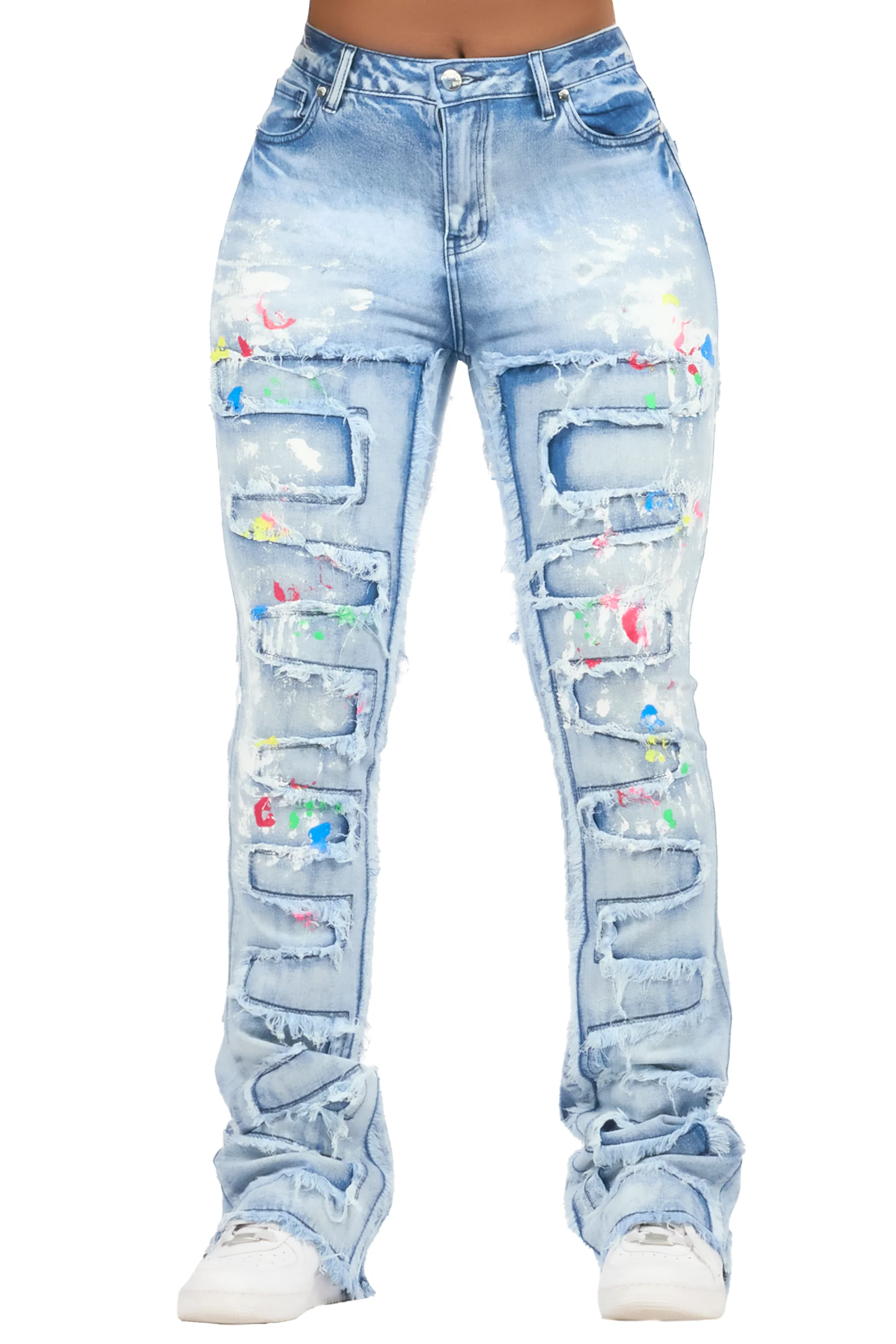 Raeshell Med. Wash Painted Stacked Jean - Image 9