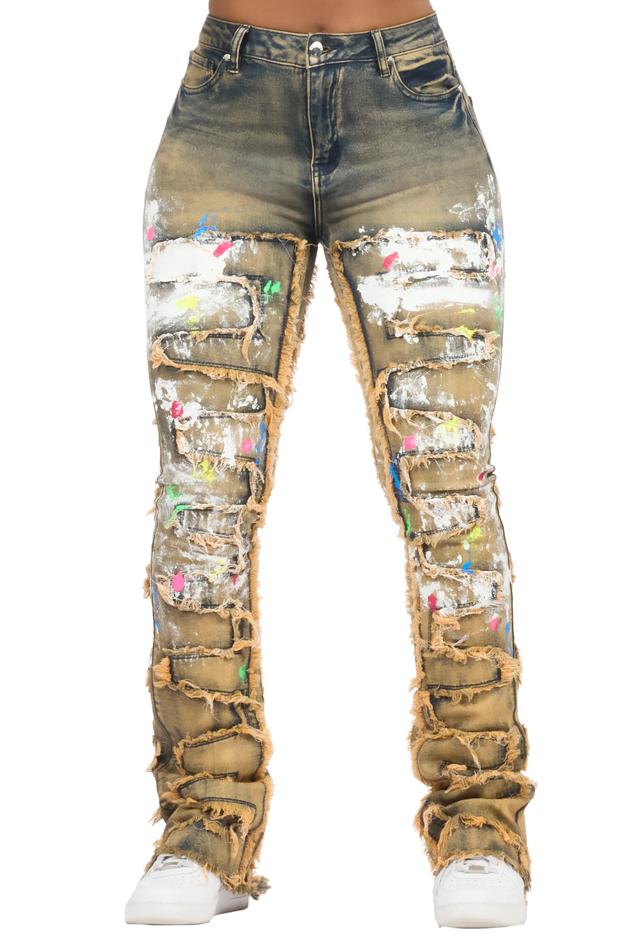 Raeshell Tinted Wash Painted Stacked Jean - Image 9
