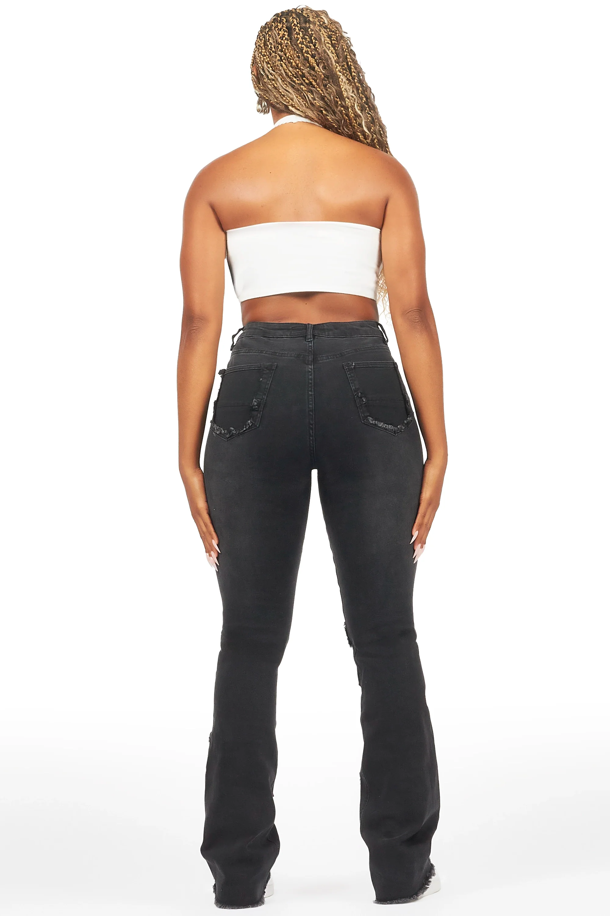 Antione Black Stacked Flare Jean - Image 6