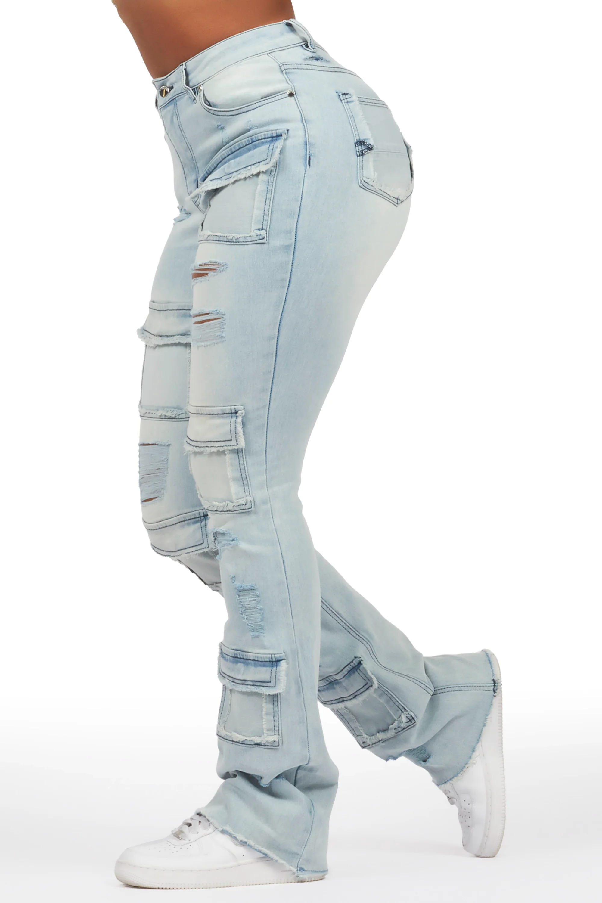 Antione Light Wash Stacked Flare Jean - Image 3