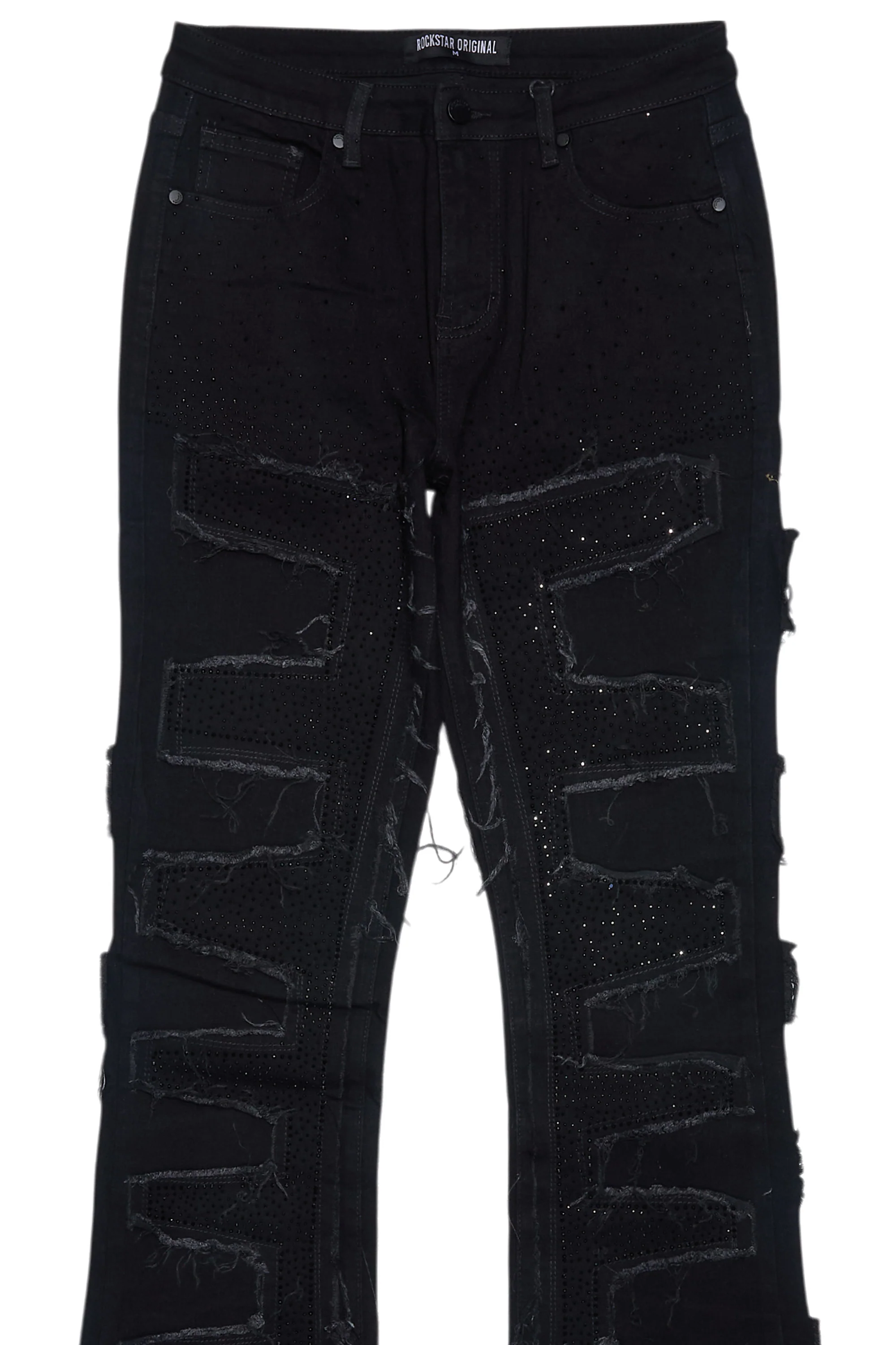 Zariyah Black Rhinestone Stacked Flare Jean - Image 8