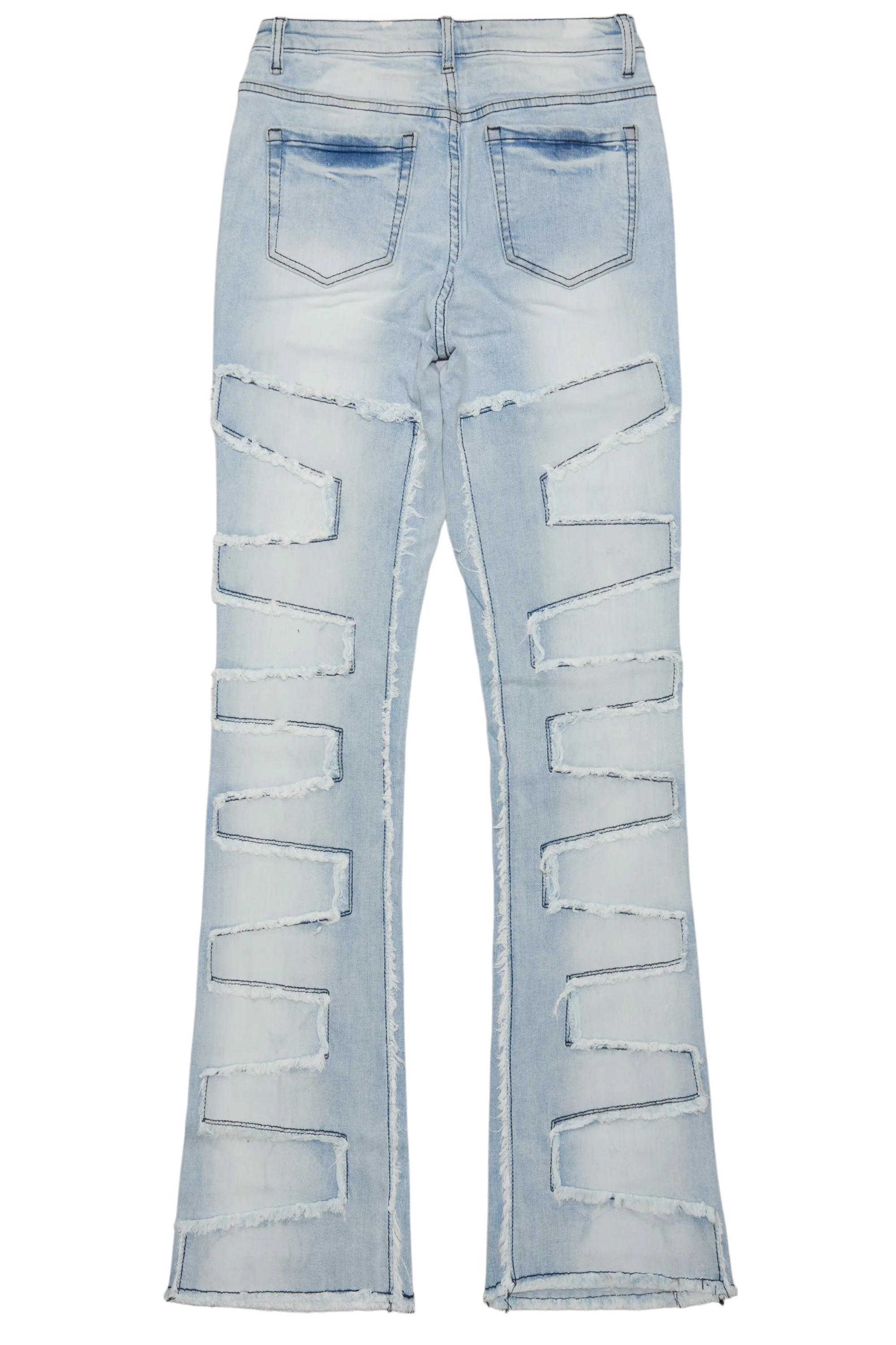 Zariyah Rhinestone Light Wash Stacked Flare Jean - Image 12