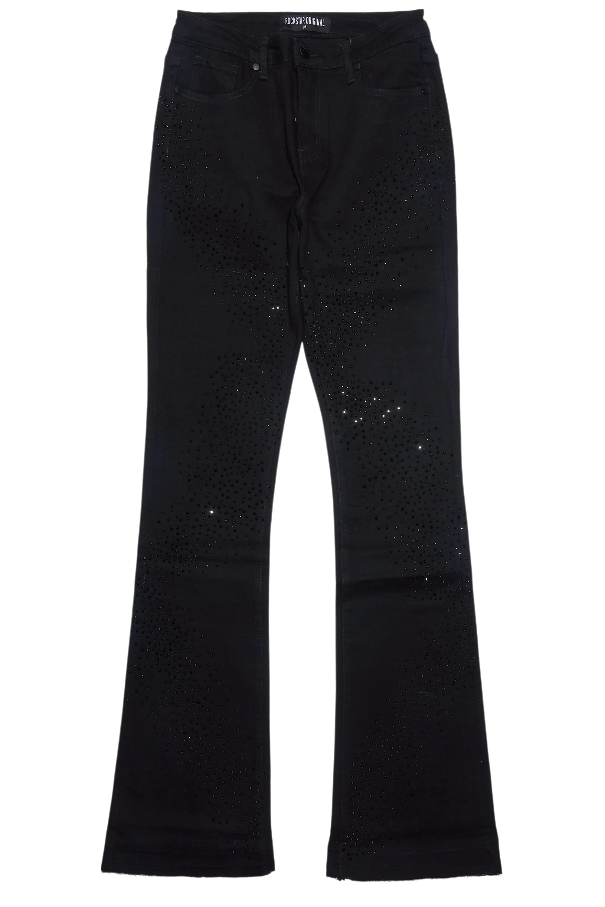 Brigette Black Rhinestone Stacked Flare Jean - Image 4