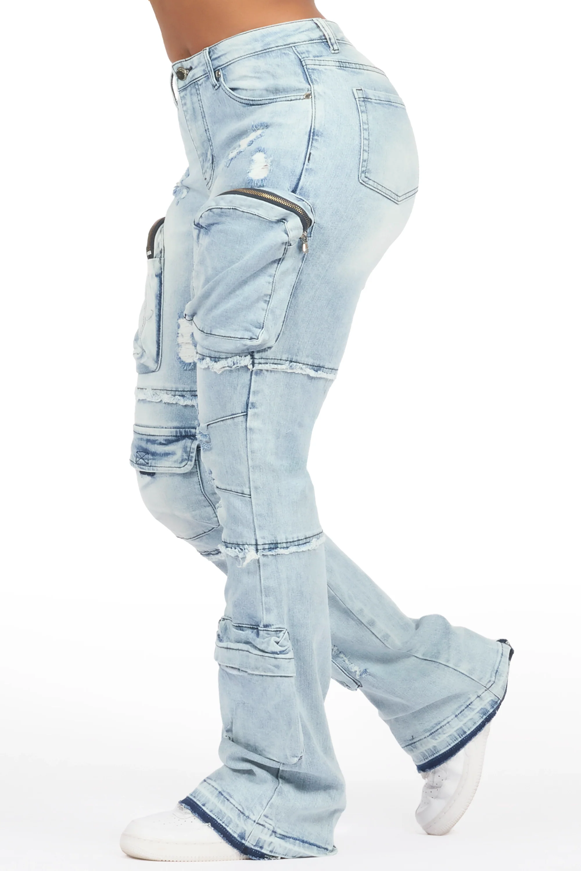 Toniesha Light Wash Stacked Flare Jean - Image 2