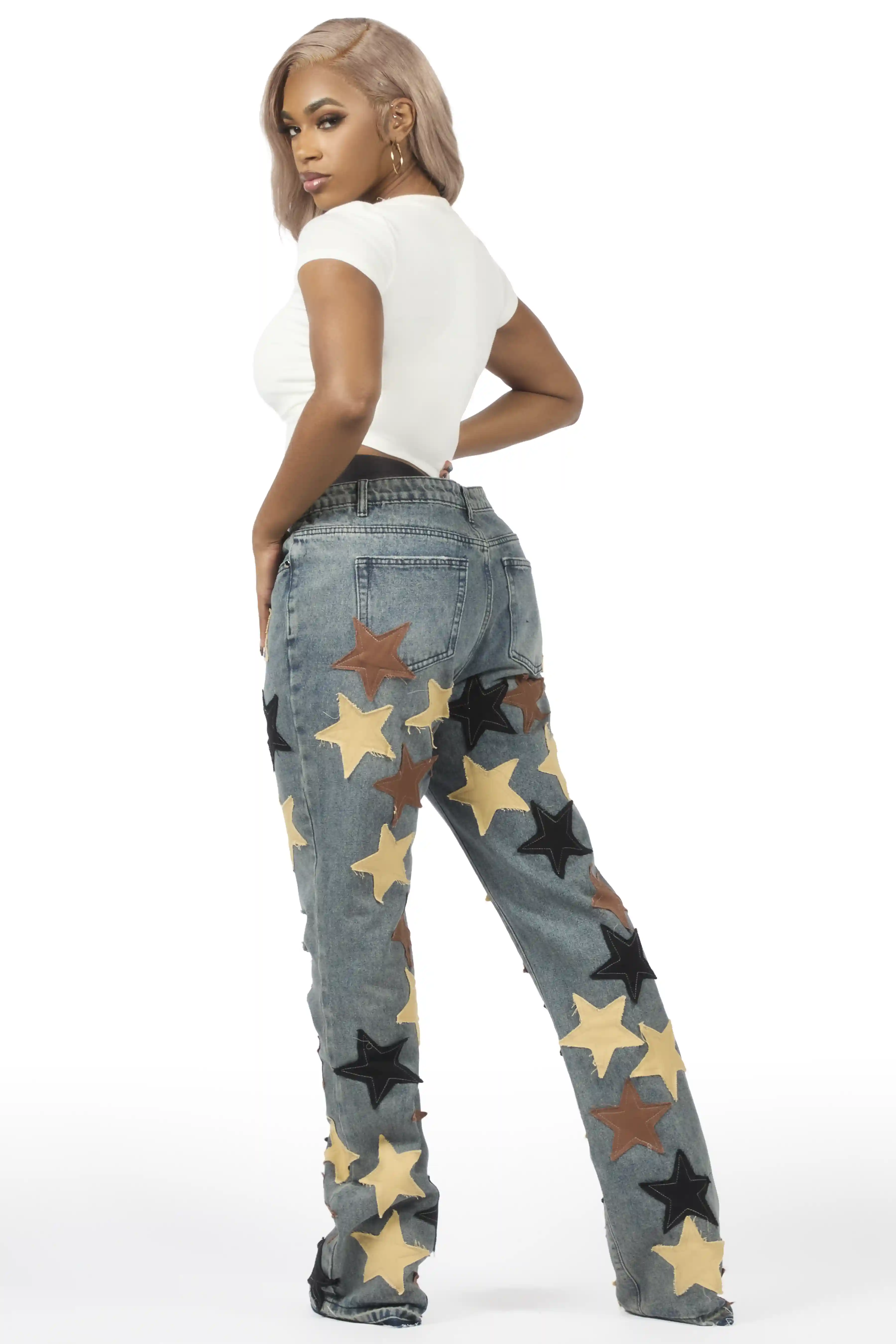 Starlena Tinted Wash Stacked Flare Jean - Image 5