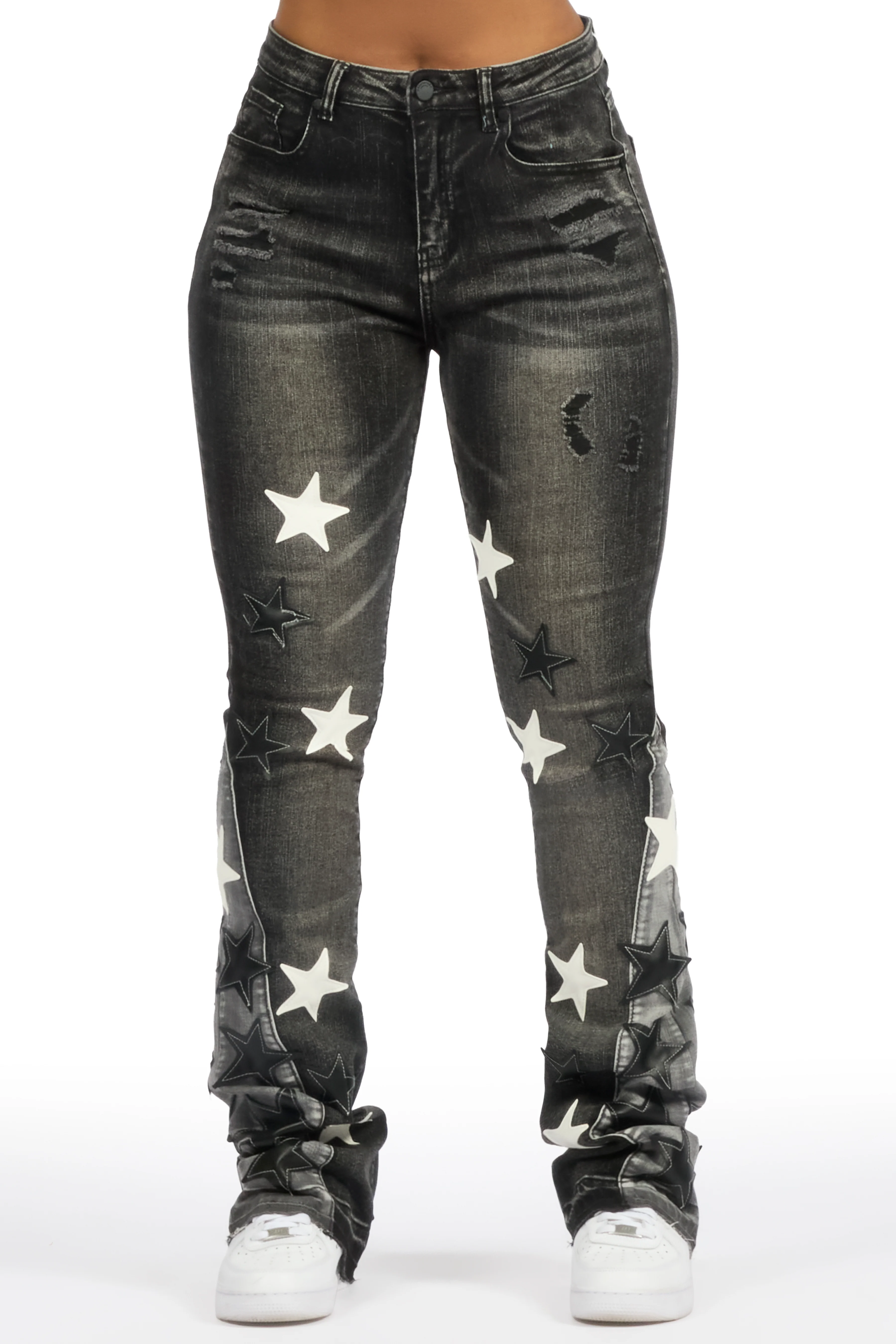 Adella Black Stacked Jean