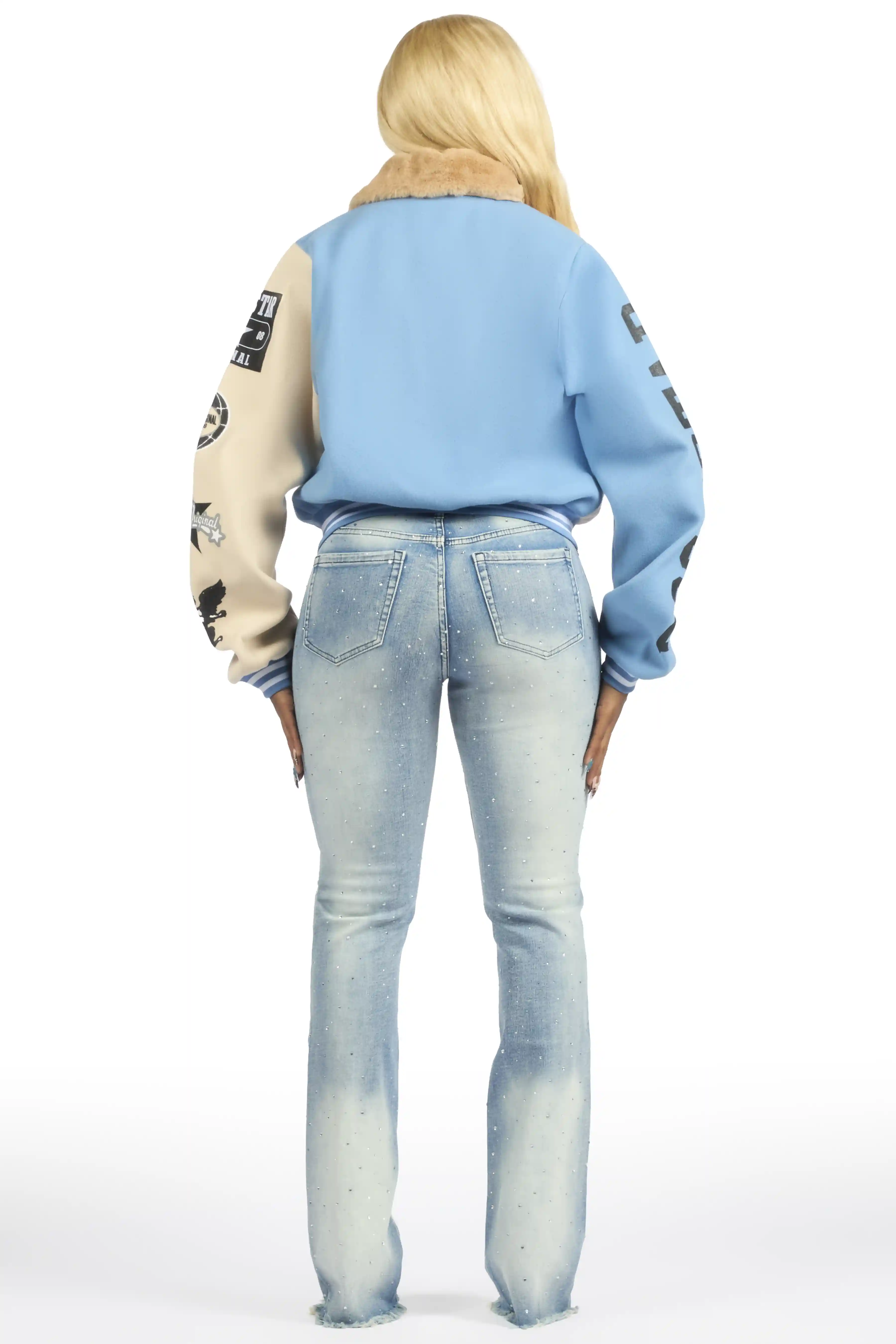 Kelle Med. Wash Rhinestone Stacked Jean - Image 7