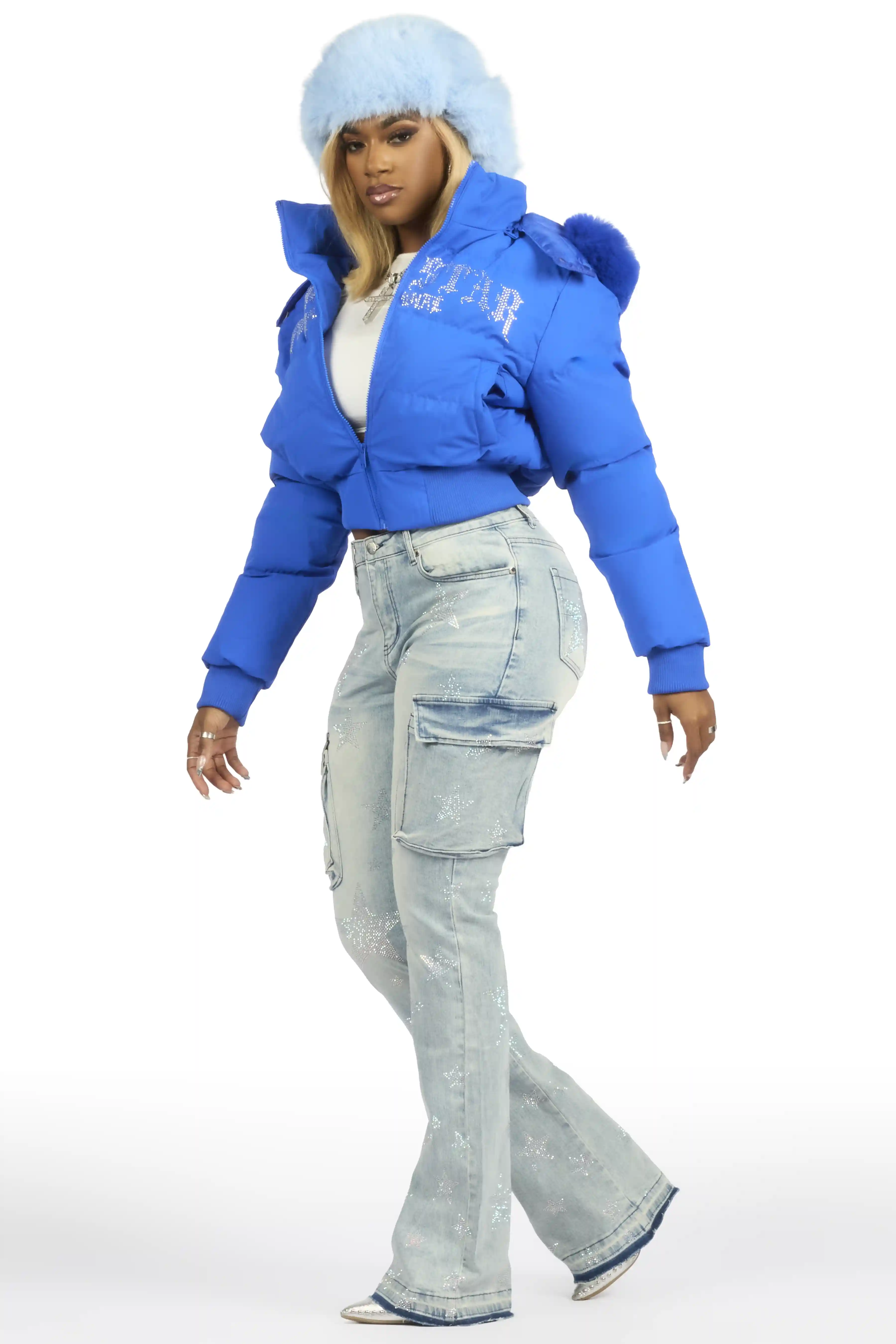 Kendrica Light Wash Rhinestone Stacked Jean - Image 7