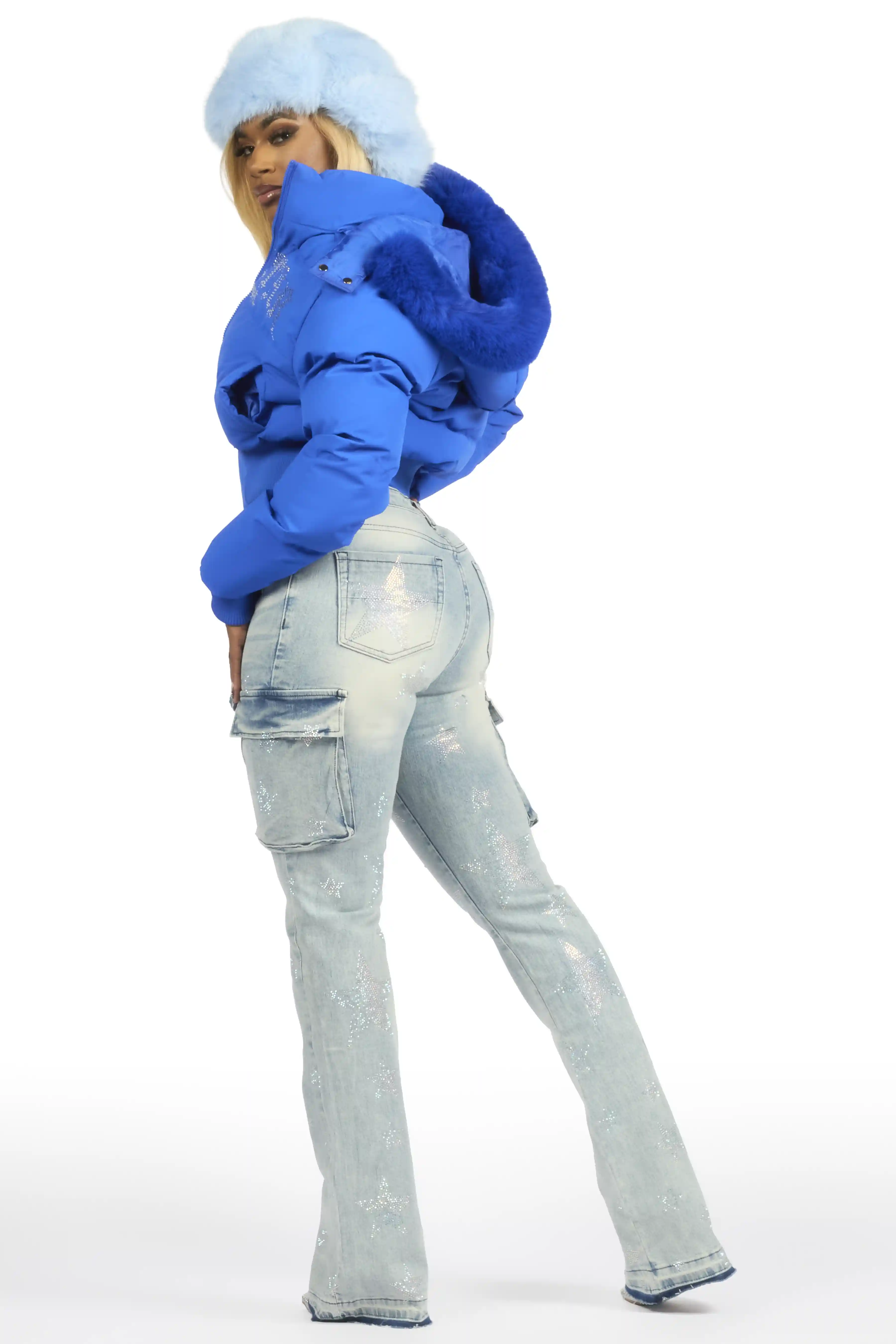 Kendrica Light Wash Rhinestone Stacked Jean - Image 9