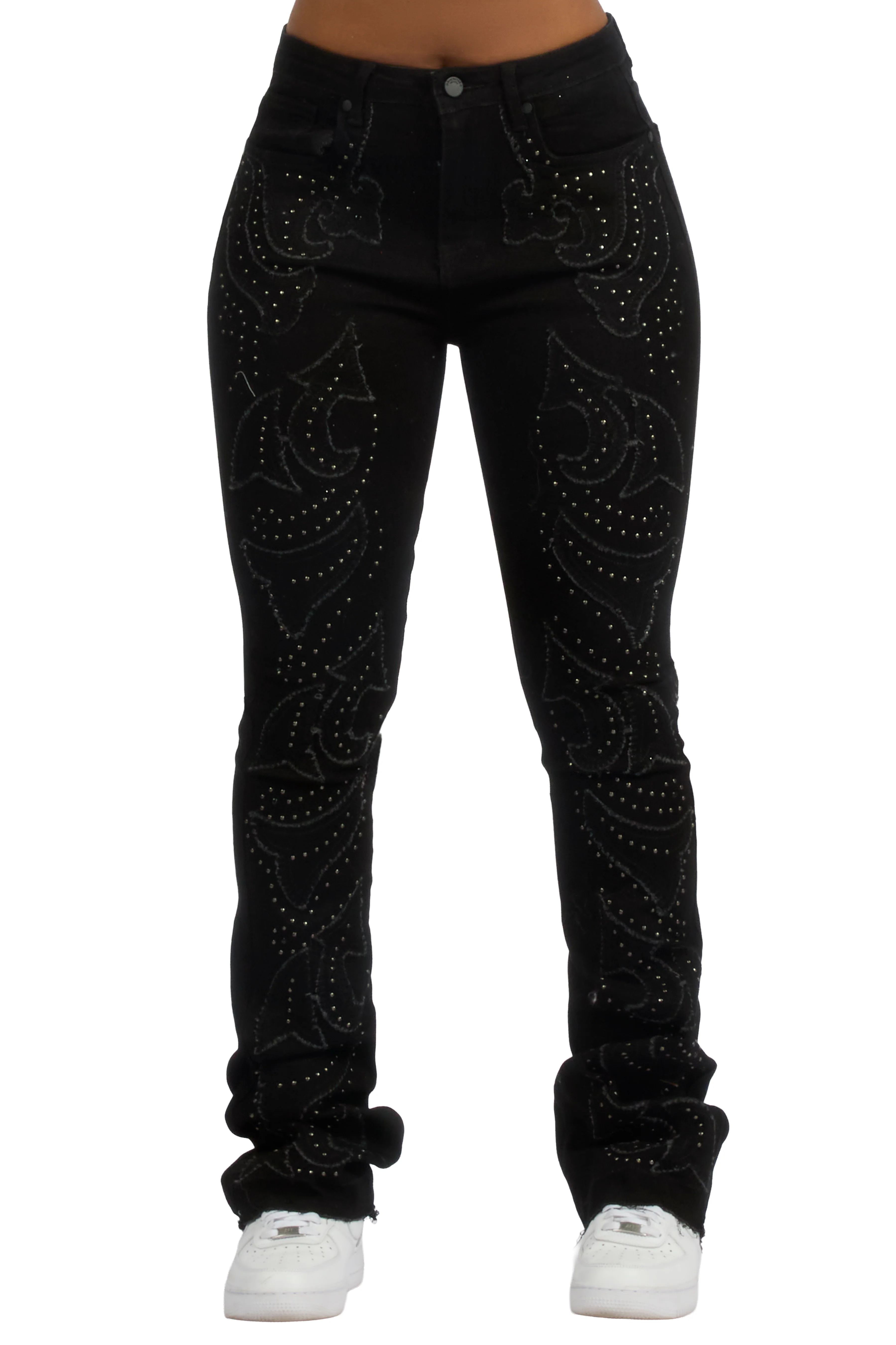 Jeanette Black Stacked Flare Jean - Image 9