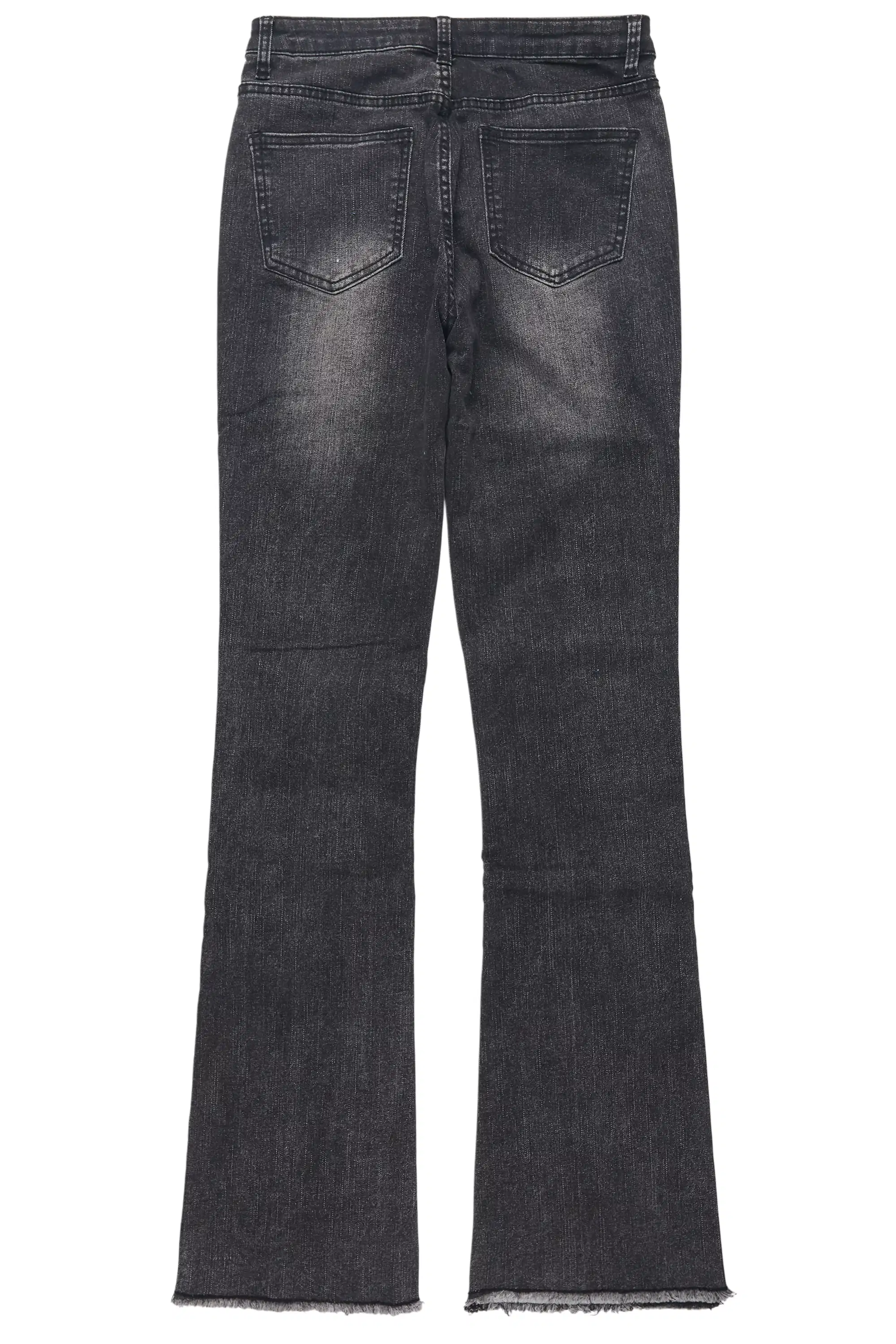 Brittiny Black  Patchwork Stacked Flare Jean - Image 7