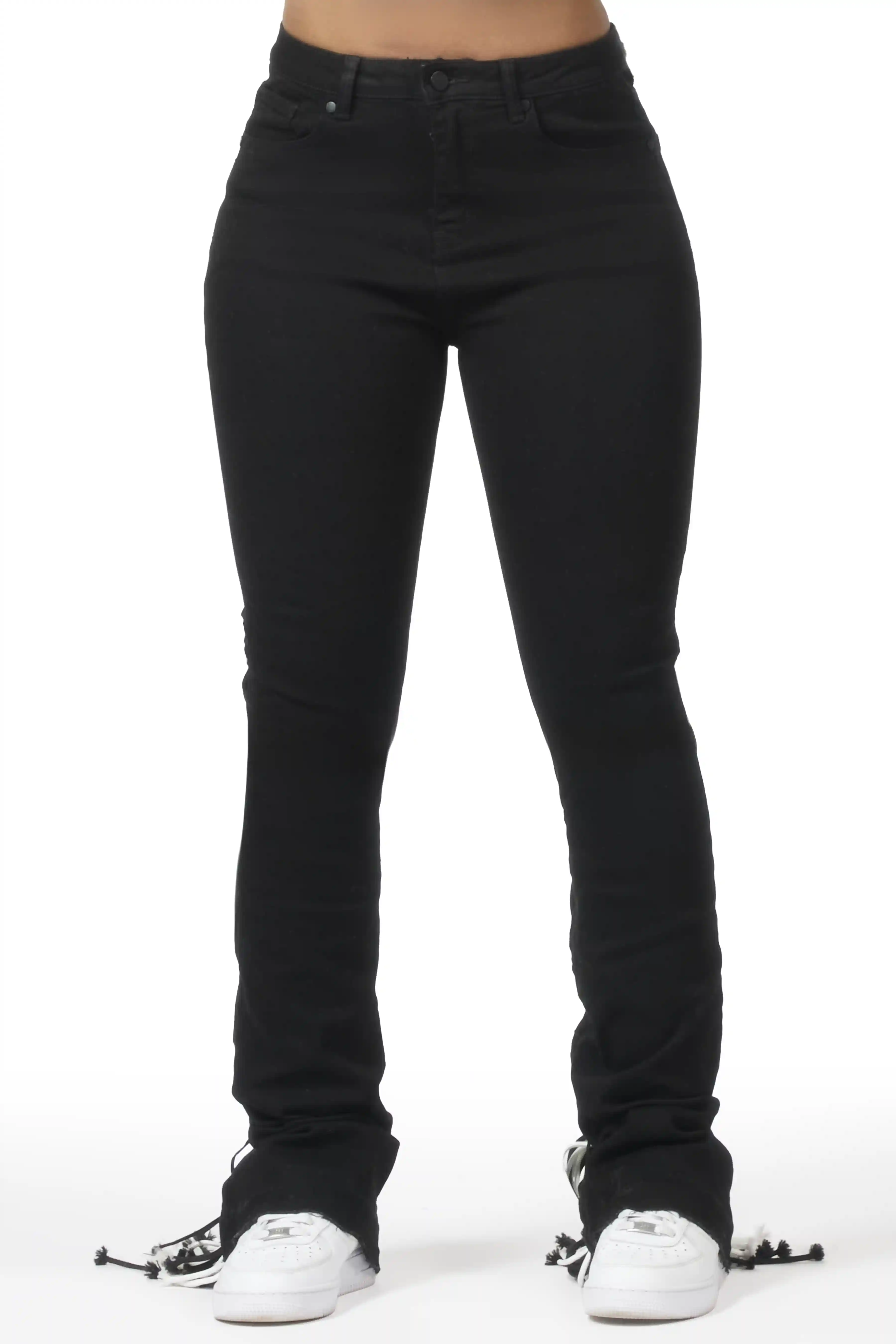 Ottiana Black Stacked Flare Jean - Image 8