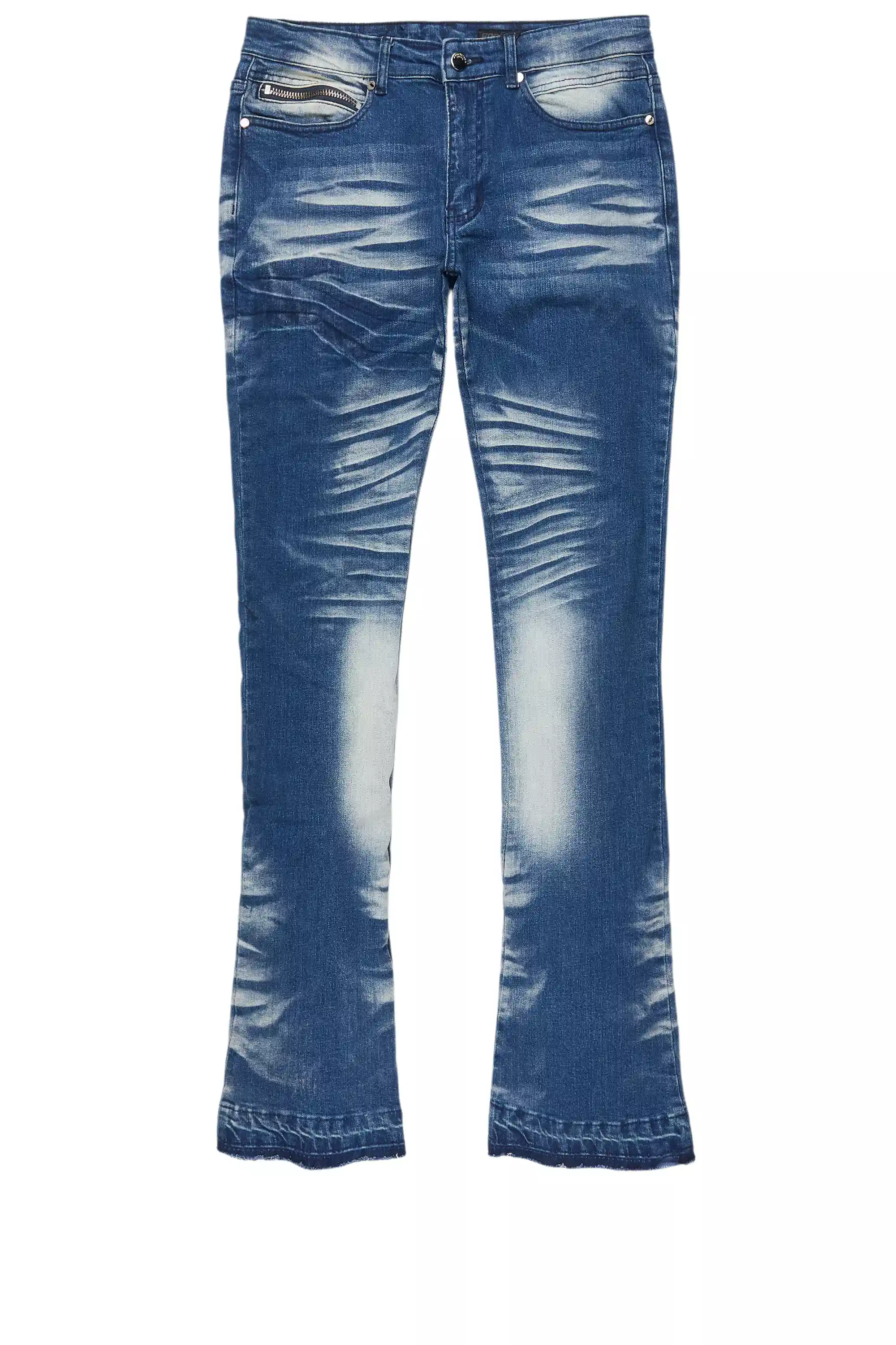 Ottiana Blue Wash Stacked Flare Jean - Image 8