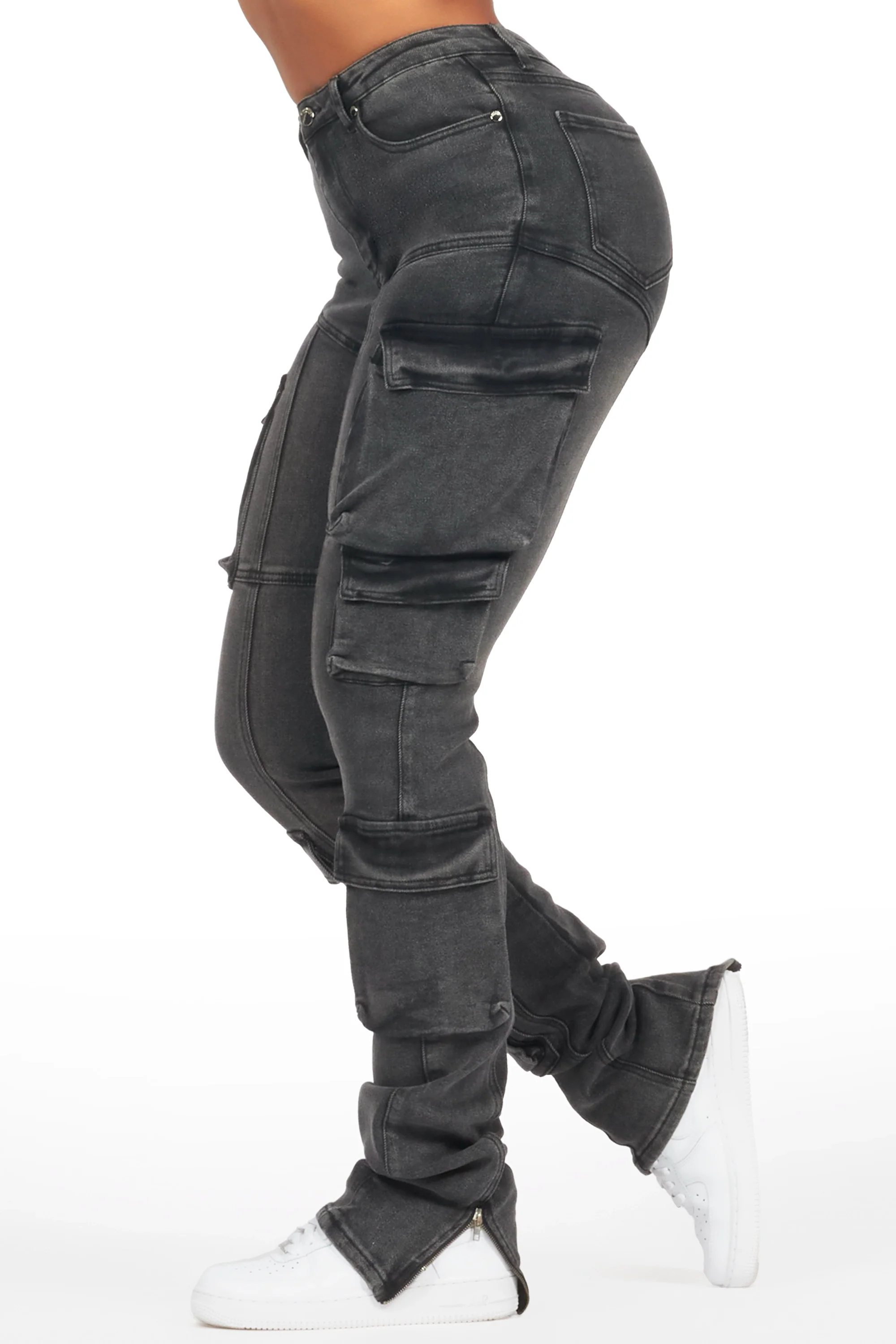 Jaylin Black Wash Skinny Stacked Jean - Image 5