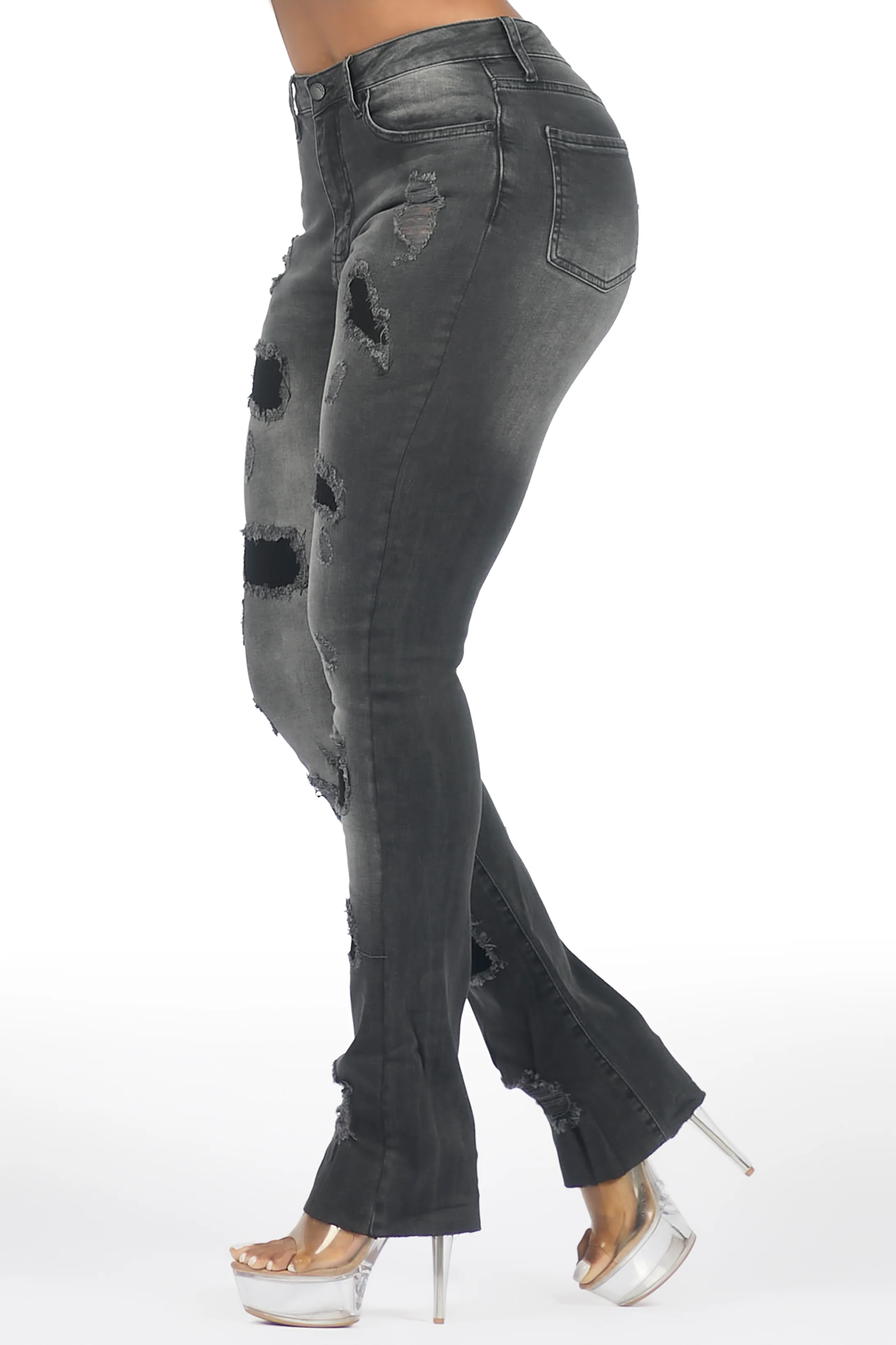 Teranique Black Distressed Skinny Jean - Image 5